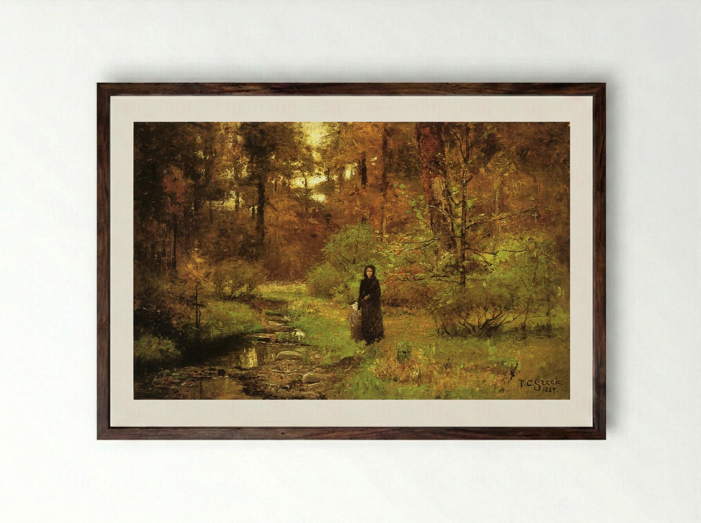 The Brook in the Woods - T. C. Steele - Framed Print Dark Wood