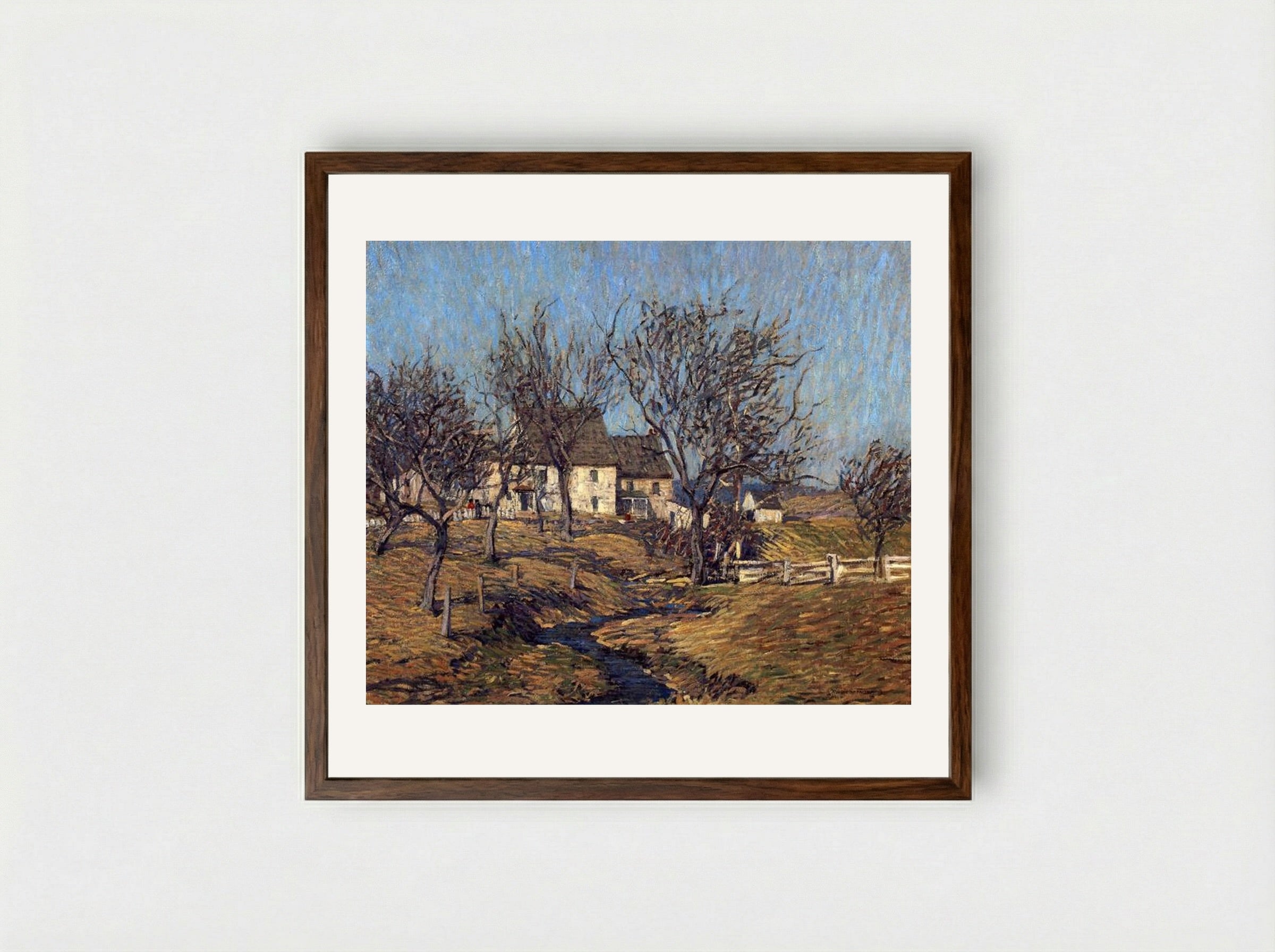 The Brook - Robert Spencer - Framed Print Dark Wood