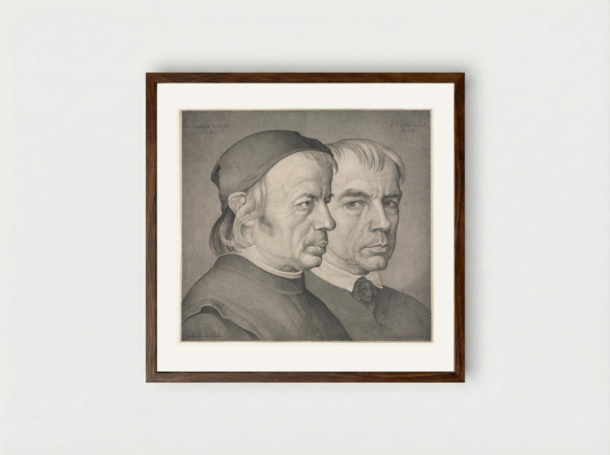 The Brothers Eberhard - Johann Anton Ramboux - Framed Print Dark Wood