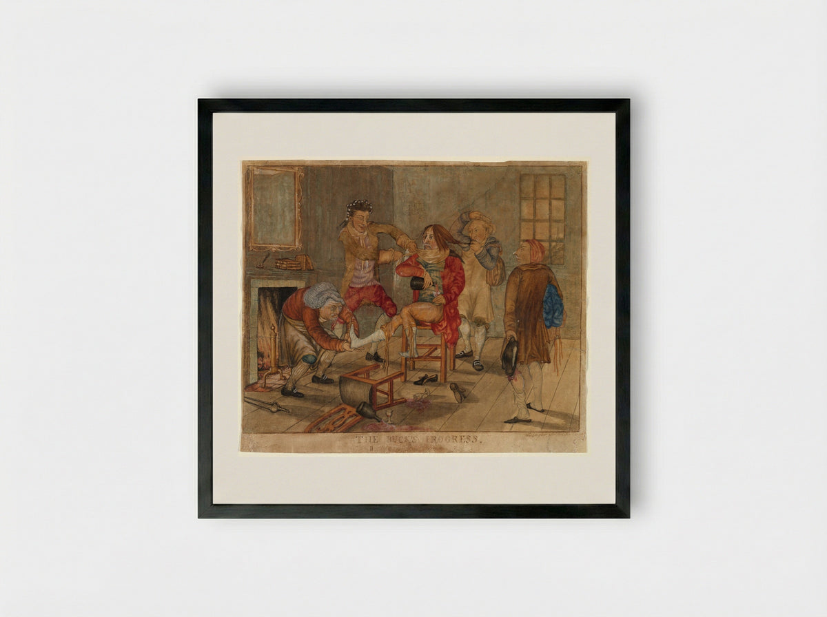 The Buck's Progress II: A Beau in his Dressing Room - Washington Allston - Framed Print Black