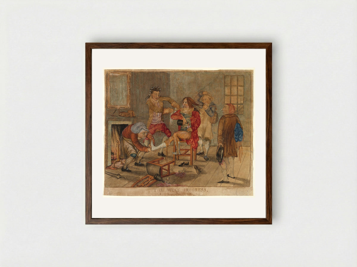 The Buck's Progress II: A Beau in his Dressing Room - Washington Allston - Framed Print Dark Wood