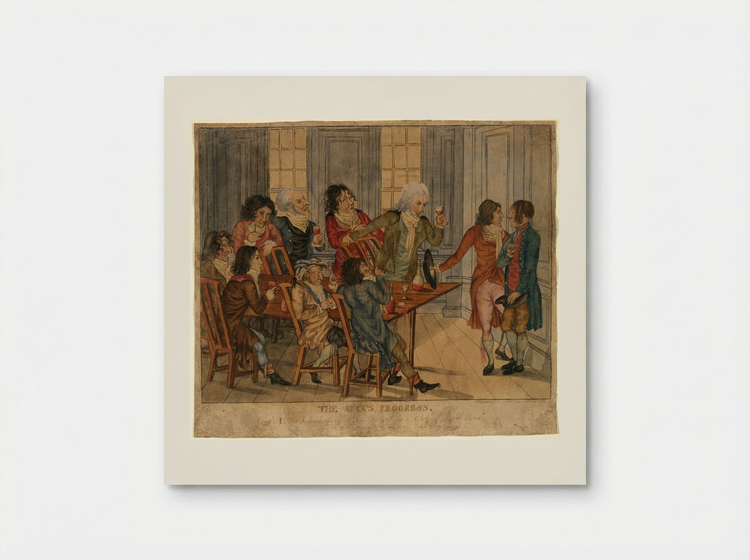 The Buck's Progress I: The Introduction of a Country Lad to a Club of Town Bucks - Washington Allston - Poster