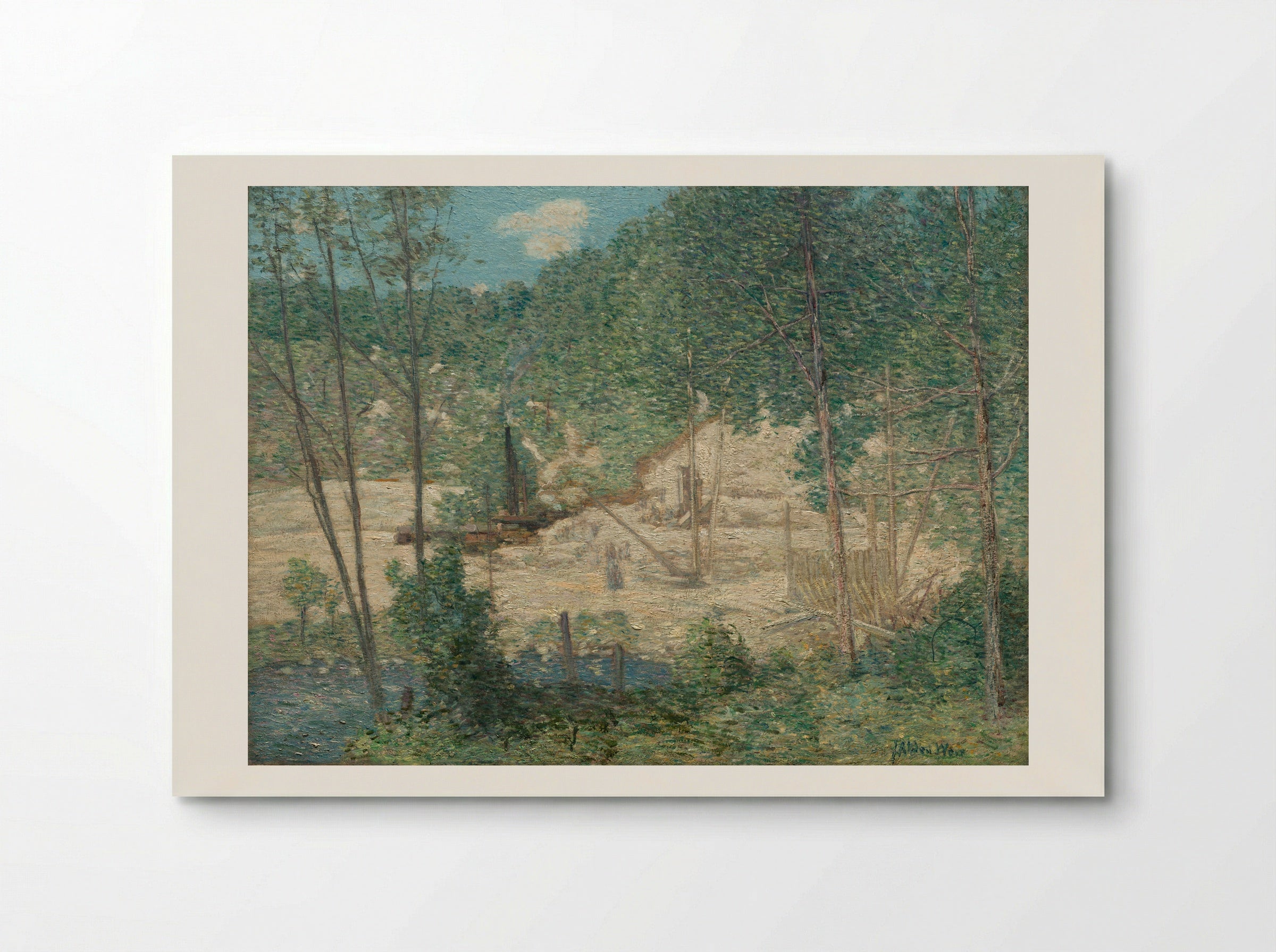 The Building of the Dam - Julian Alden Weir - Poster