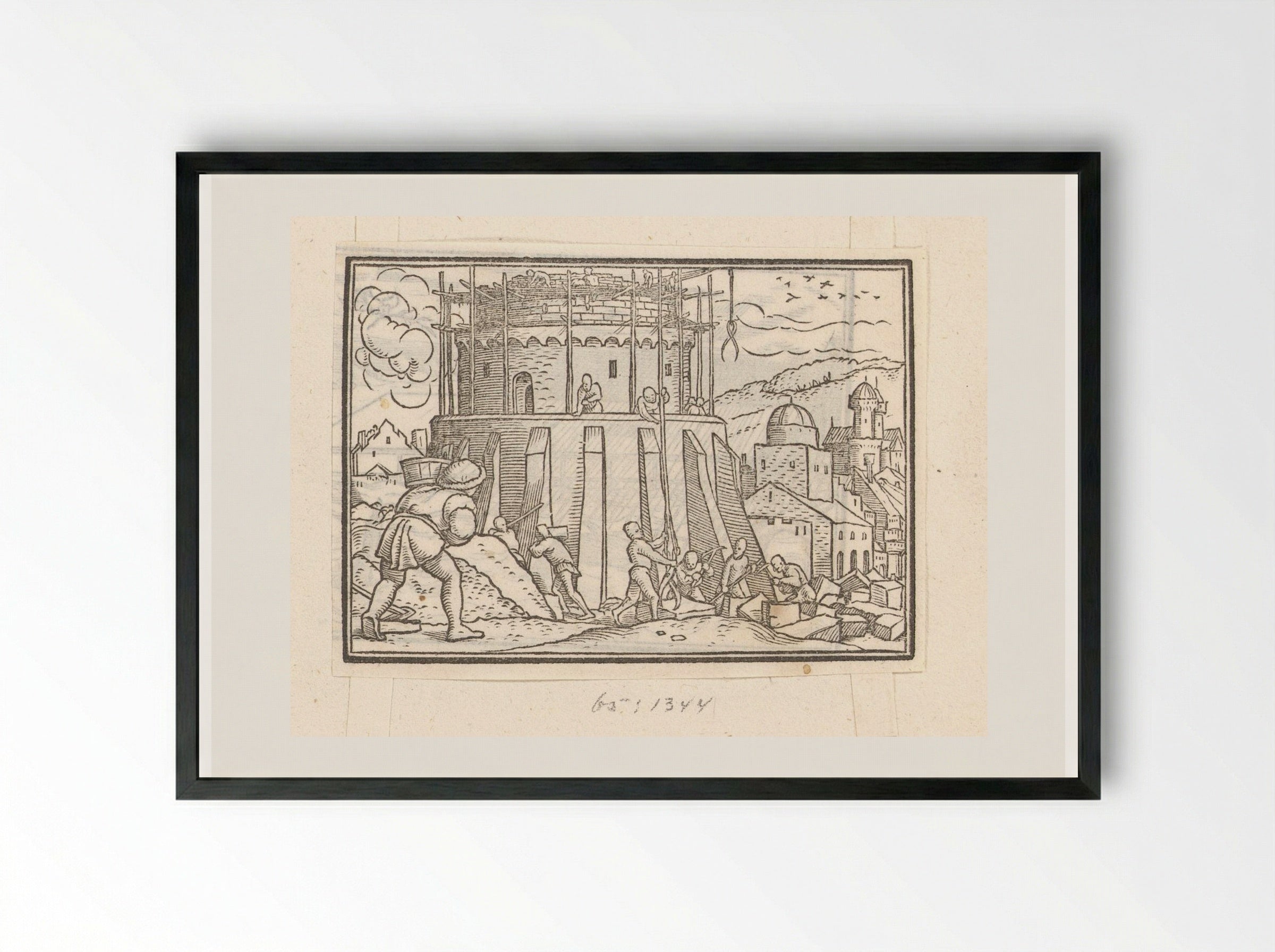 The Building of the Tower of Babel - Veit Rudolf Specklin - Framed Print Black