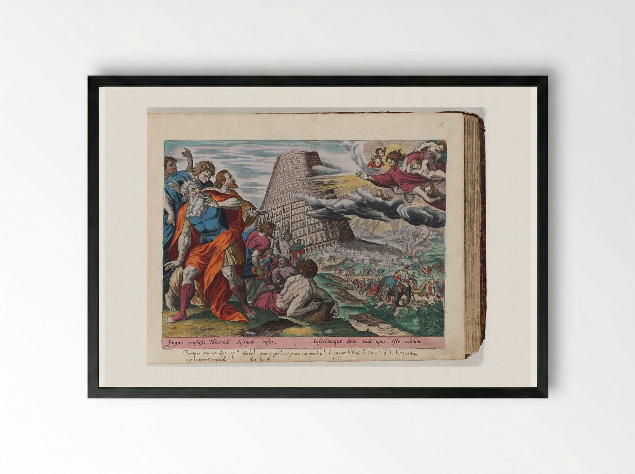 The Building of the Tower of Babel - Hans Collaert the Elder - Framed Print Black