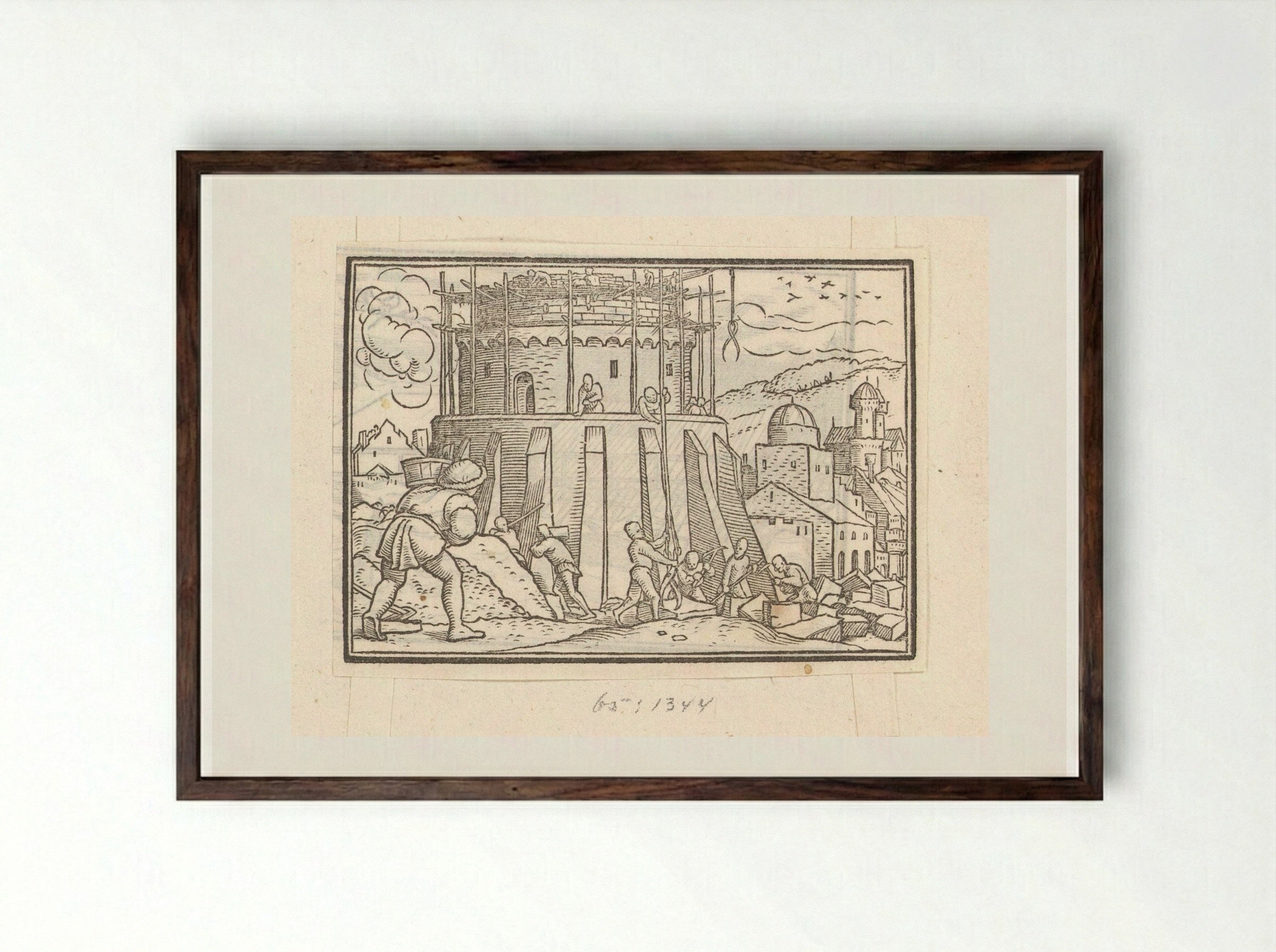 The Building of the Tower of Babel - Veit Rudolf Specklin - Framed Print Dark Wood