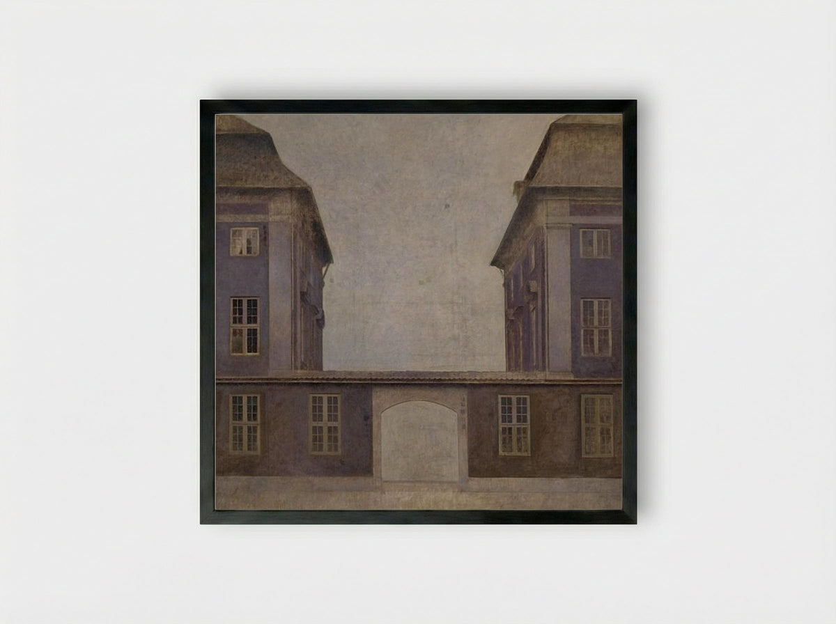 The Buildings of the Asiatic Company, seen from St. Annæ Street - Vilhelm Hammershøi - Framed Print Black