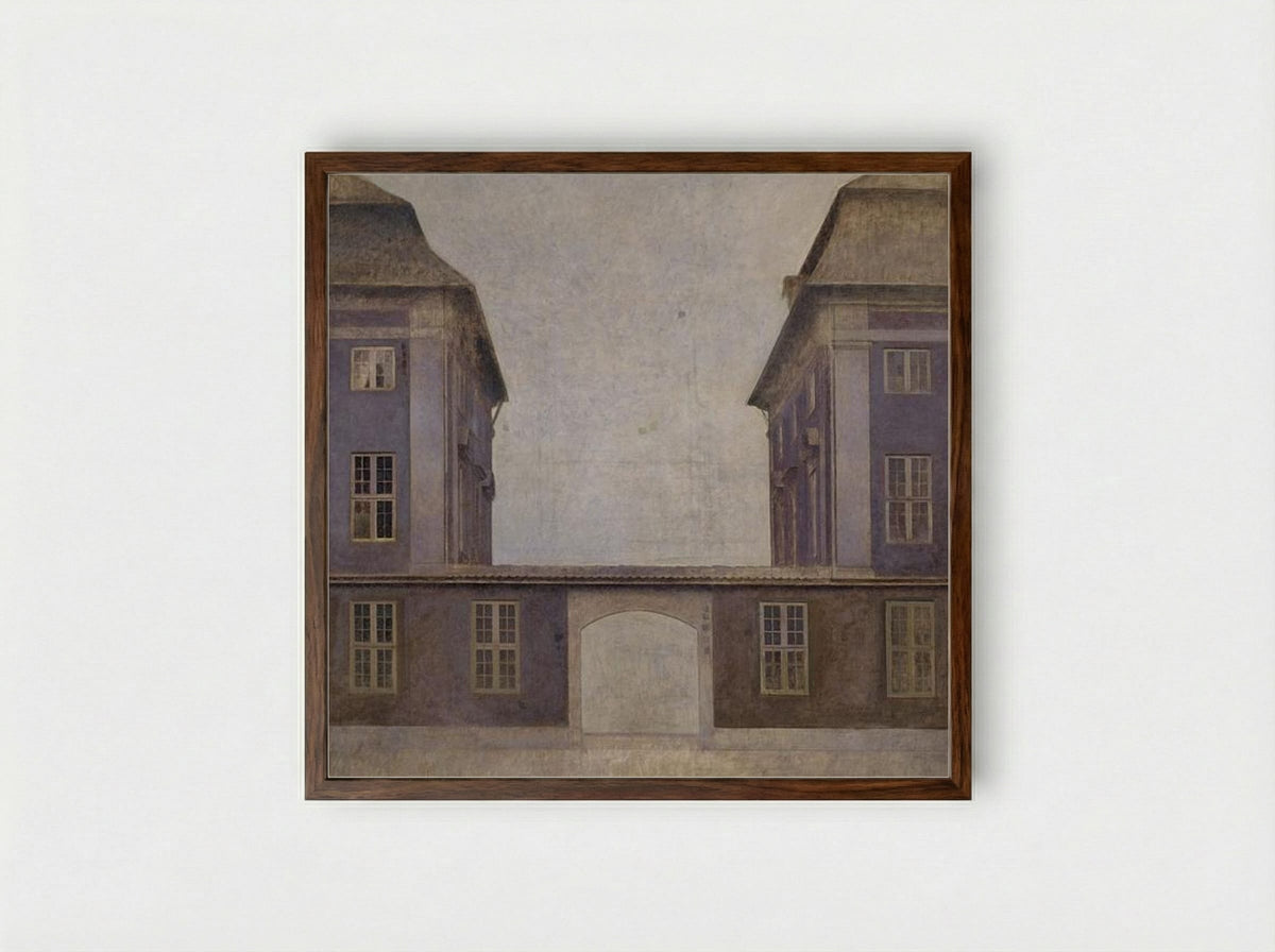 The Buildings of the Asiatic Company, seen from St. Annæ Street - Vilhelm Hammershøi - Framed Print Dark Wood