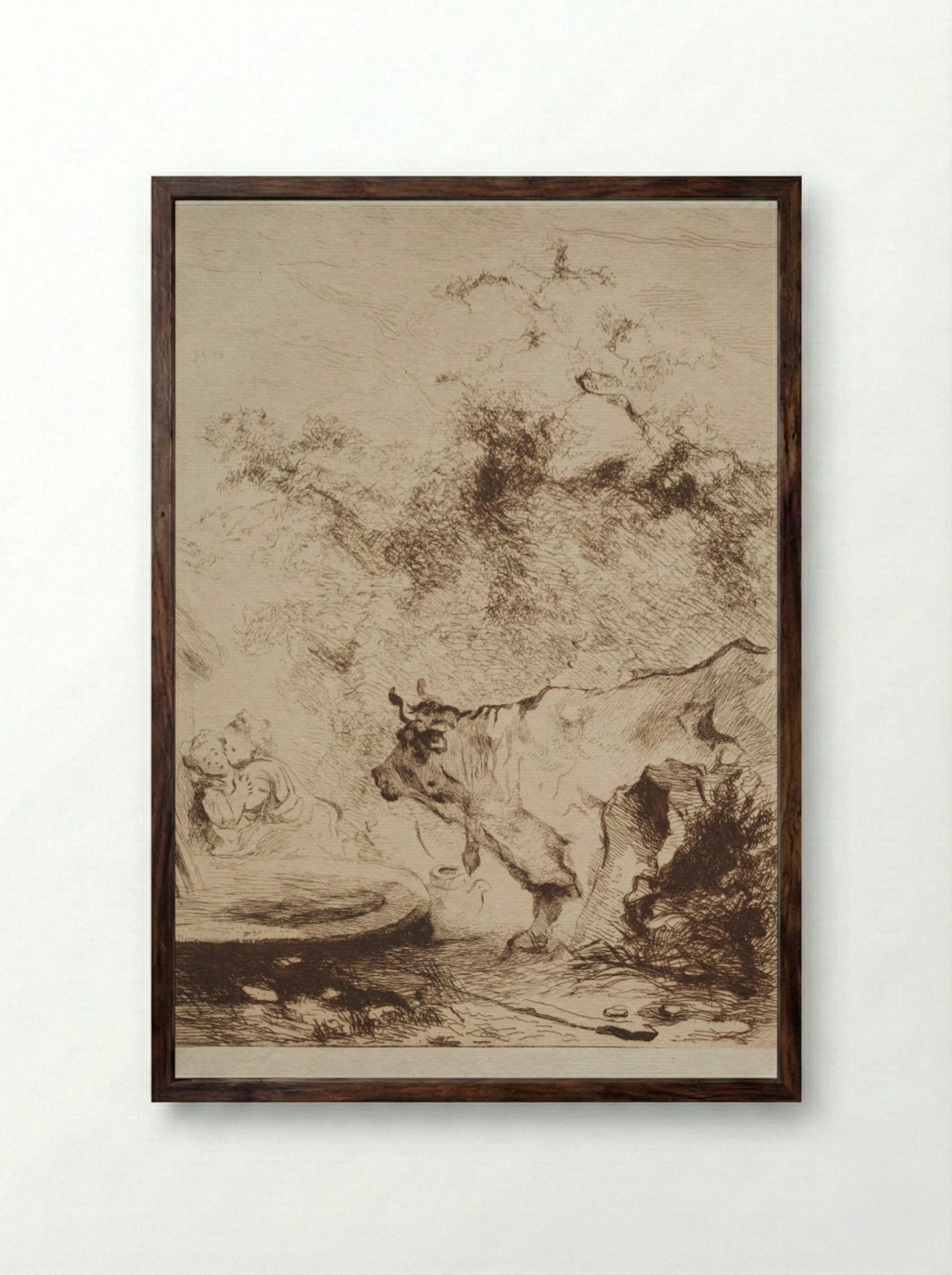The Bull - Jules de Goncourt - Framed Print Dark Wood