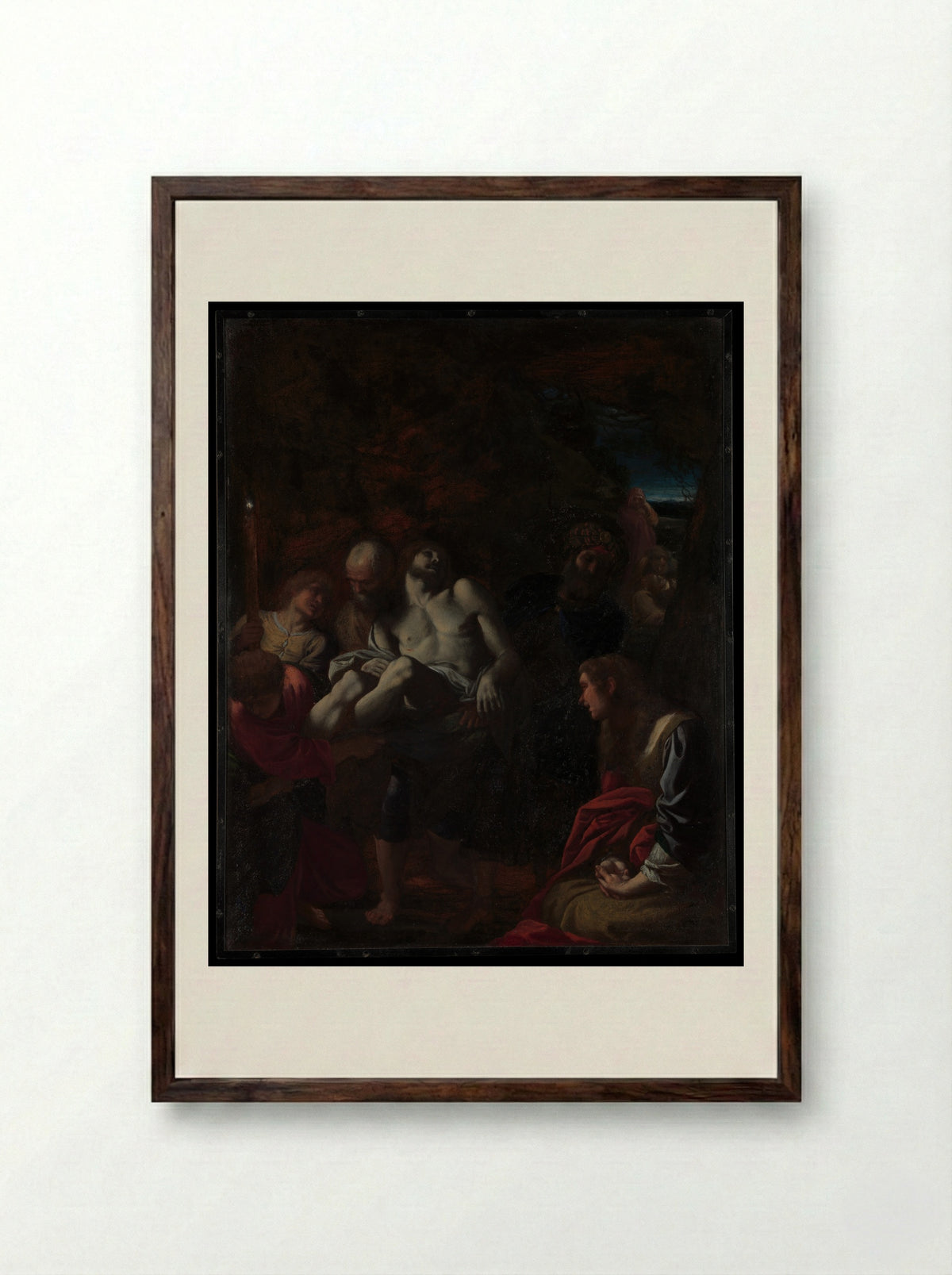 The Burial of Christ - Annibale Carracci - Framed Print Dark Wood