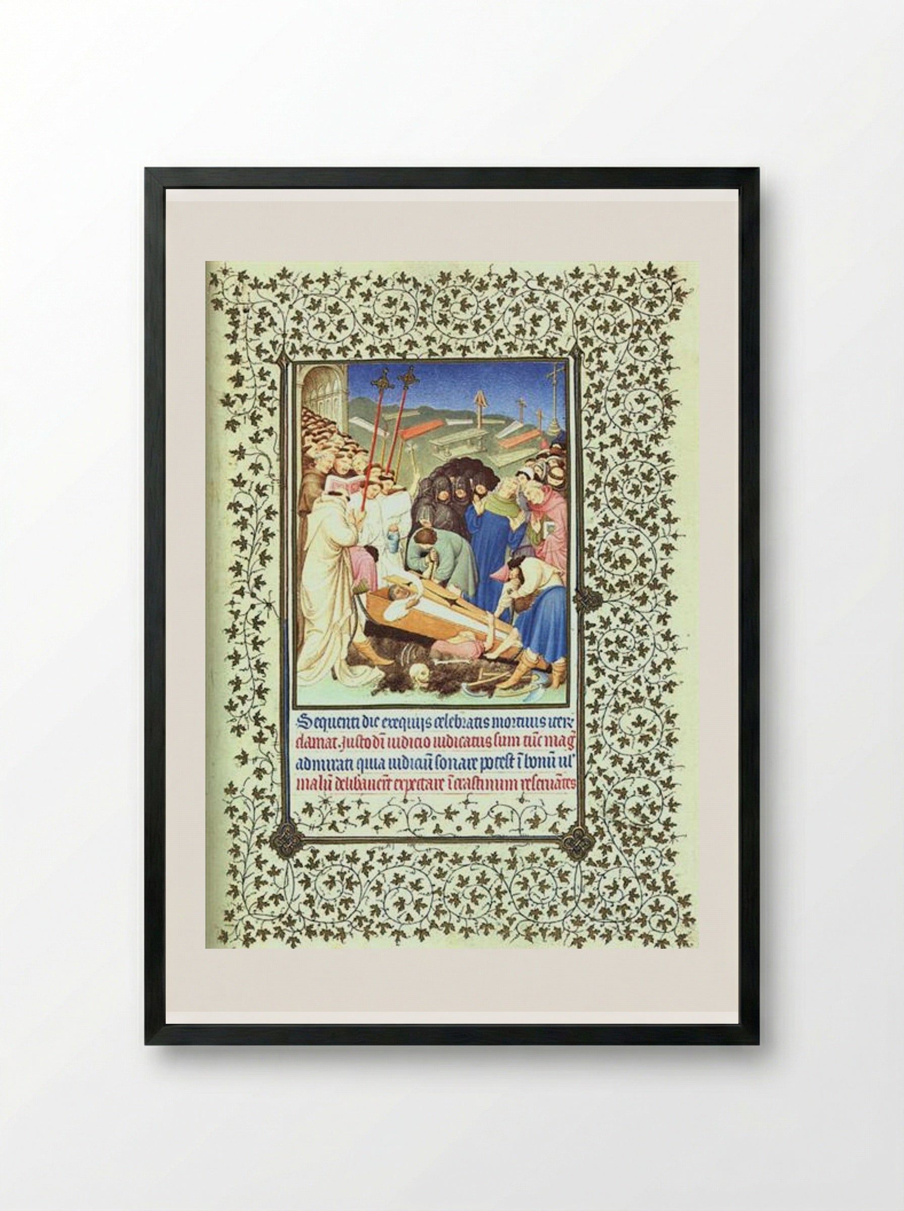 The Burial of Diocrès - Limbourg brothers - Framed Print Black