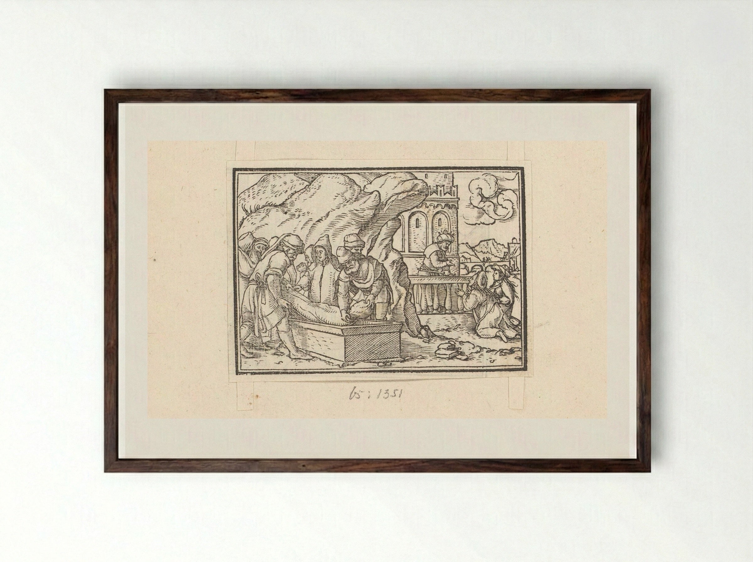 The Burial of Jacob in the Cave of Machpelah - Veit Rudolf Specklin - Framed Print Dark Wood