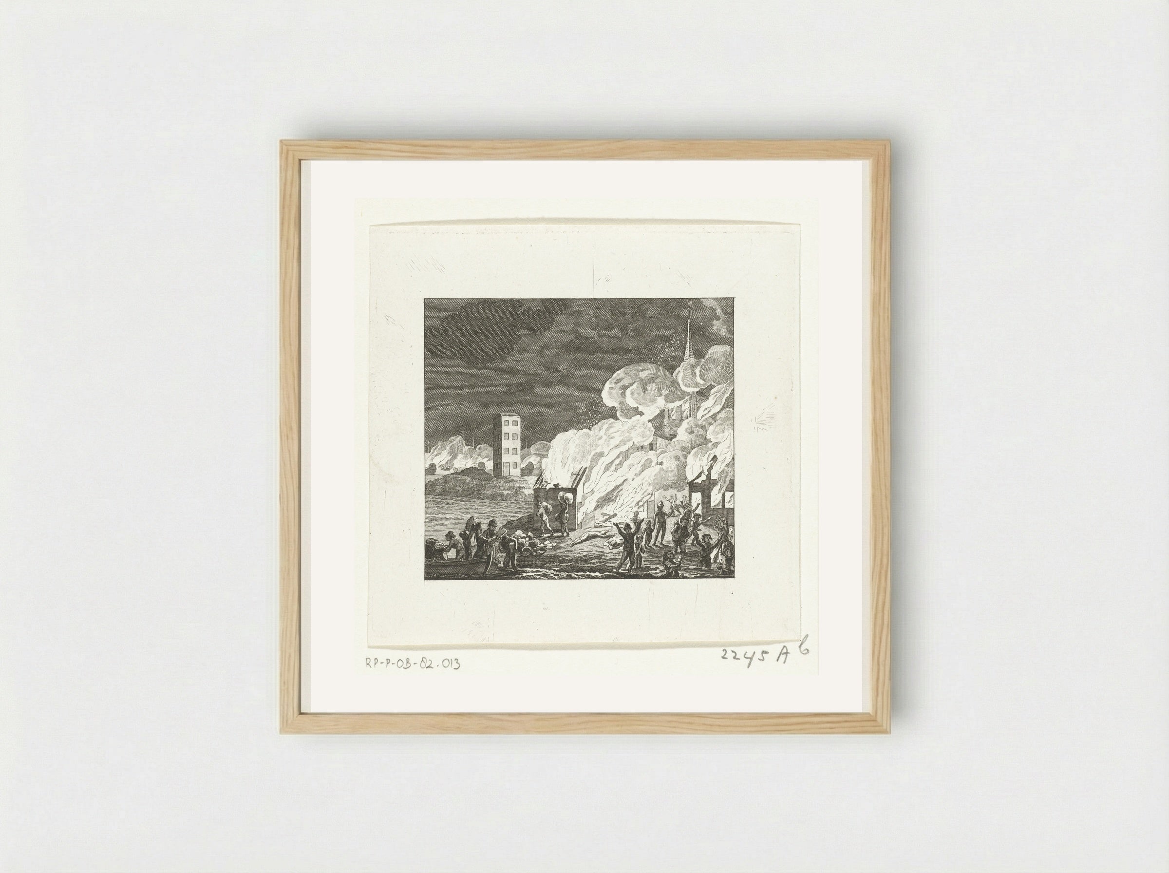 The Burning of West-Terschelling by the English - Cornelis Brouwer - Framed Print Wood