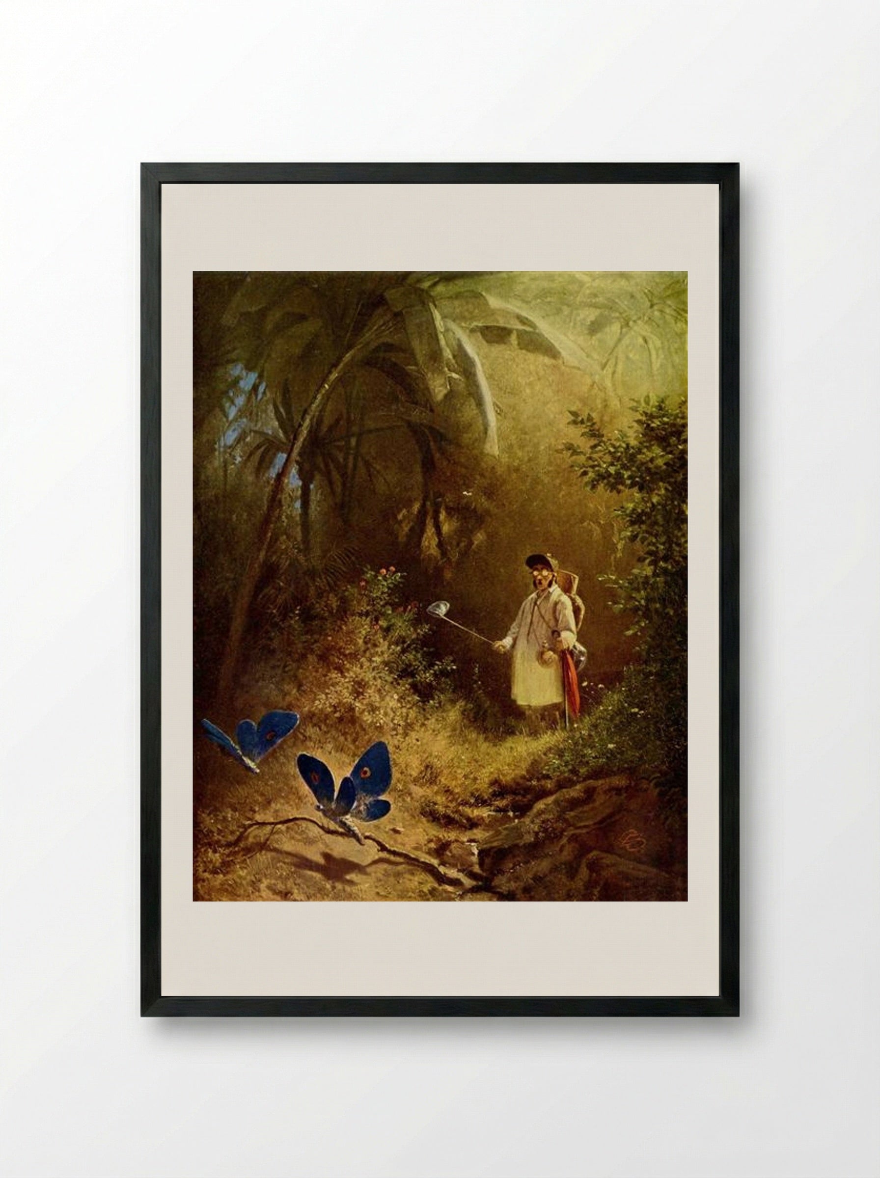 The Butterfly Hunter - Carl Spitzweg - Framed Print Black