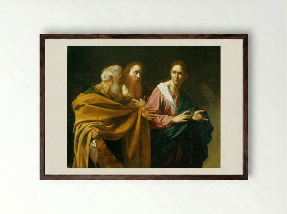 The Calling of Saints Peter and Andrew - Caravaggio - Framed Print Dark Wood