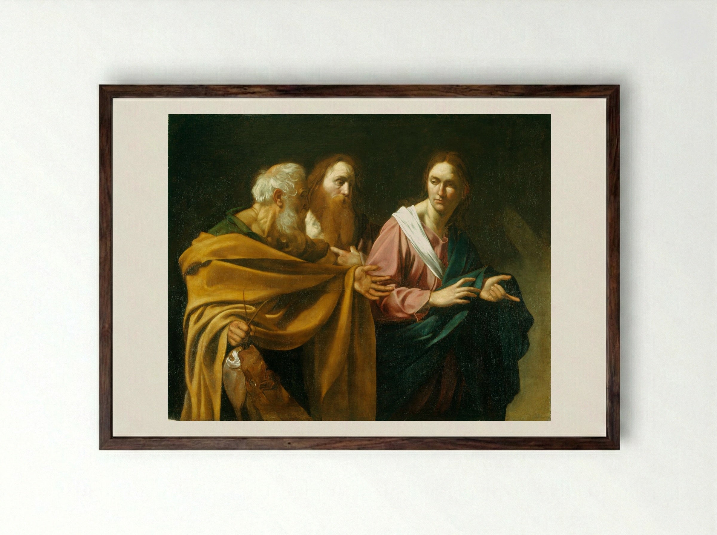 The Calling of Saints Peter and Andrew - Caravaggio - Framed Print Dark Wood