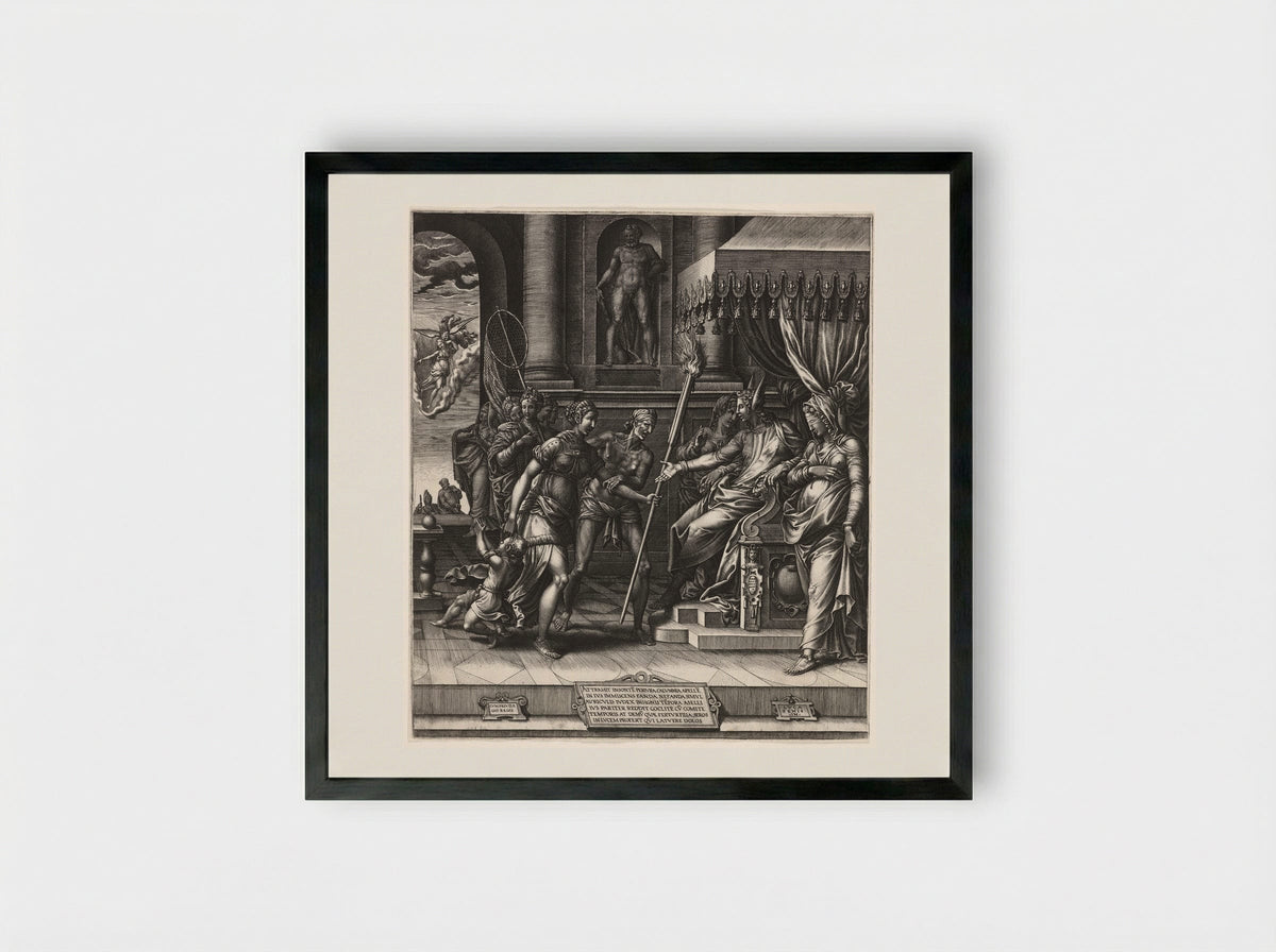 The Calumny of Apelles - Giorgio Ghisi - Framed Print Black