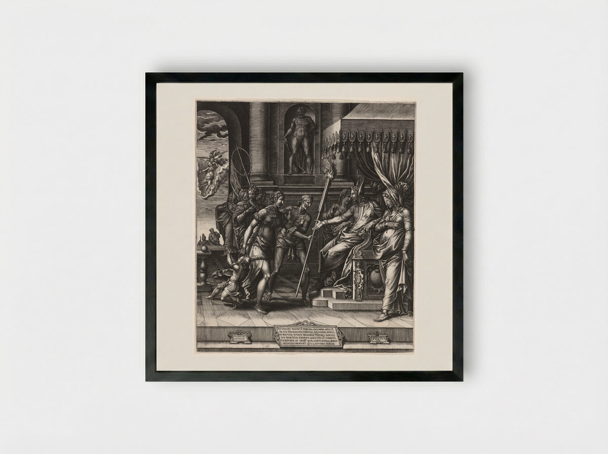 The Calumny of Apelles - Giorgio Ghisi - Framed Print Black