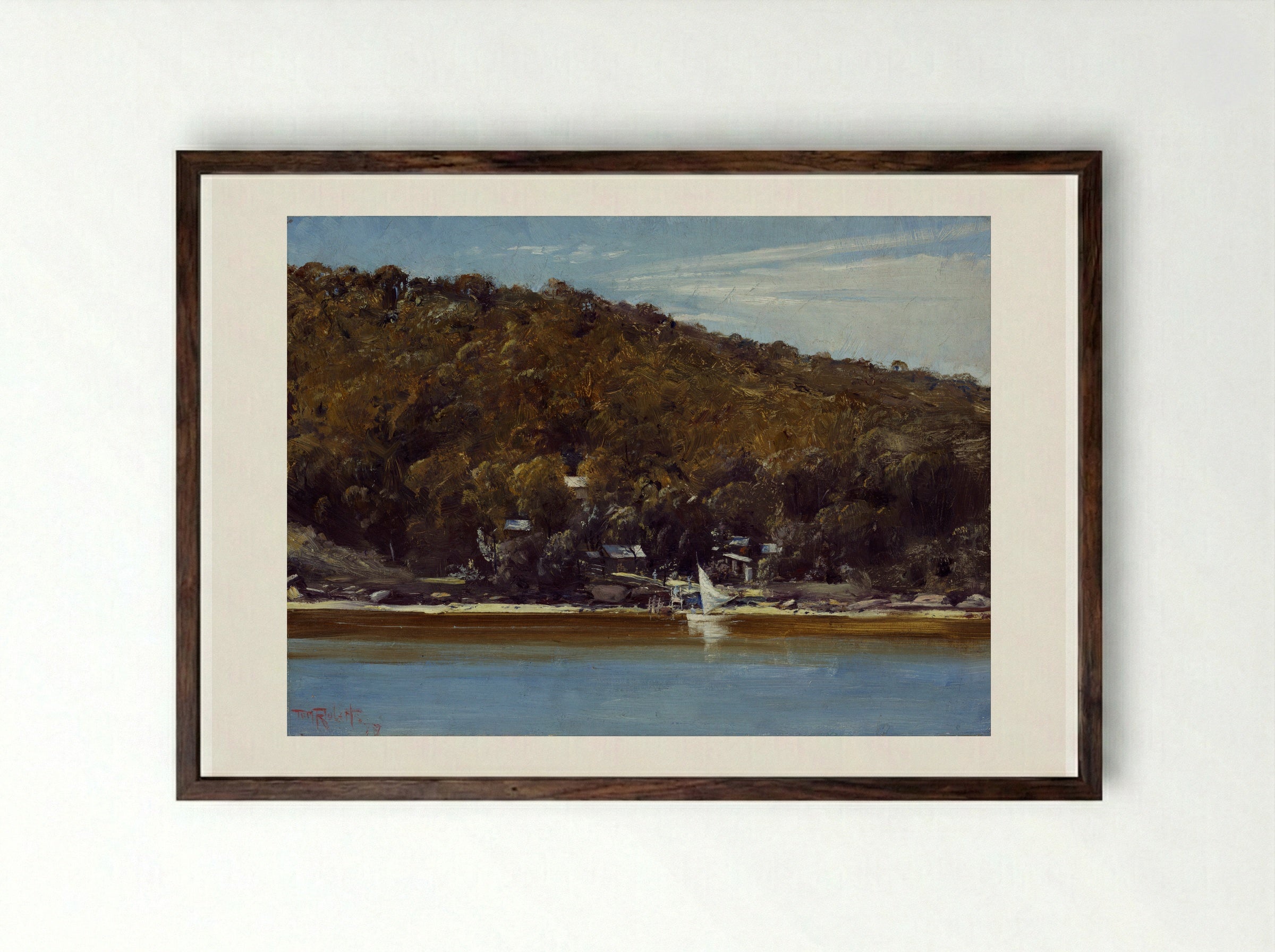 The Camp, Sirius Cove - Tom Roberts - Framed Print Dark Wood