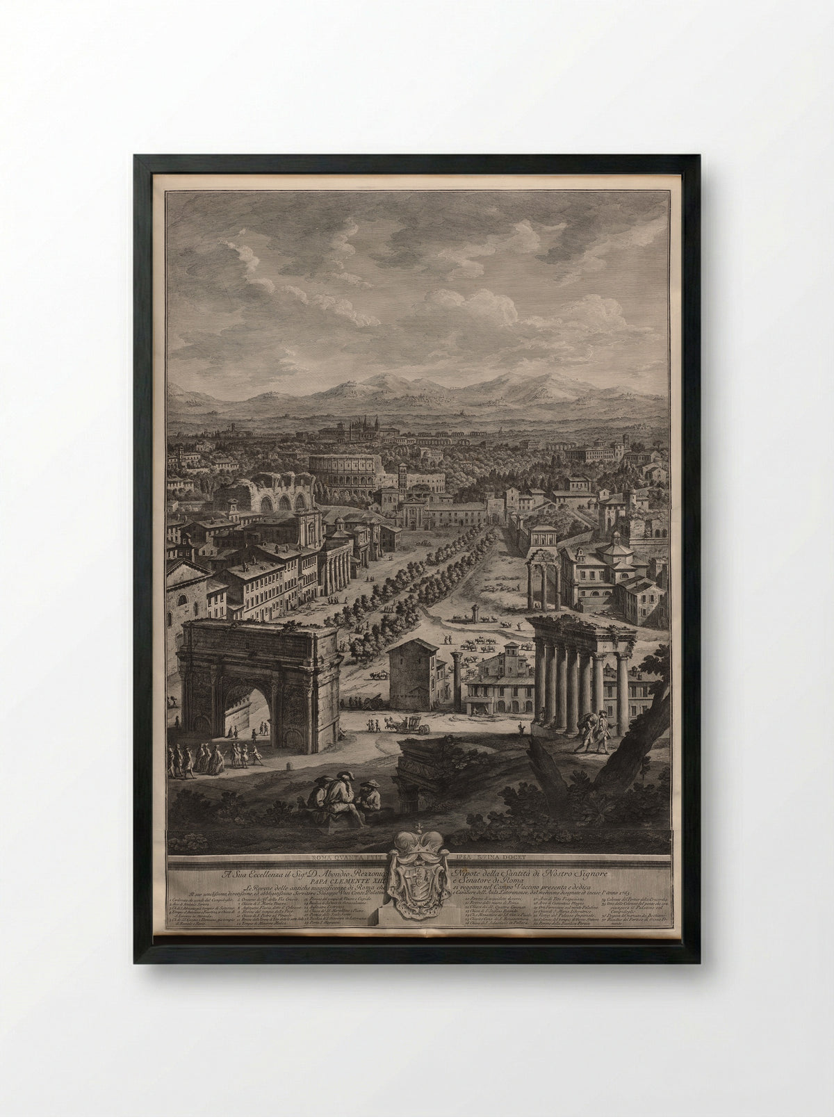 The Campo Vaccino - Giuseppe Vasi - Framed Print Black