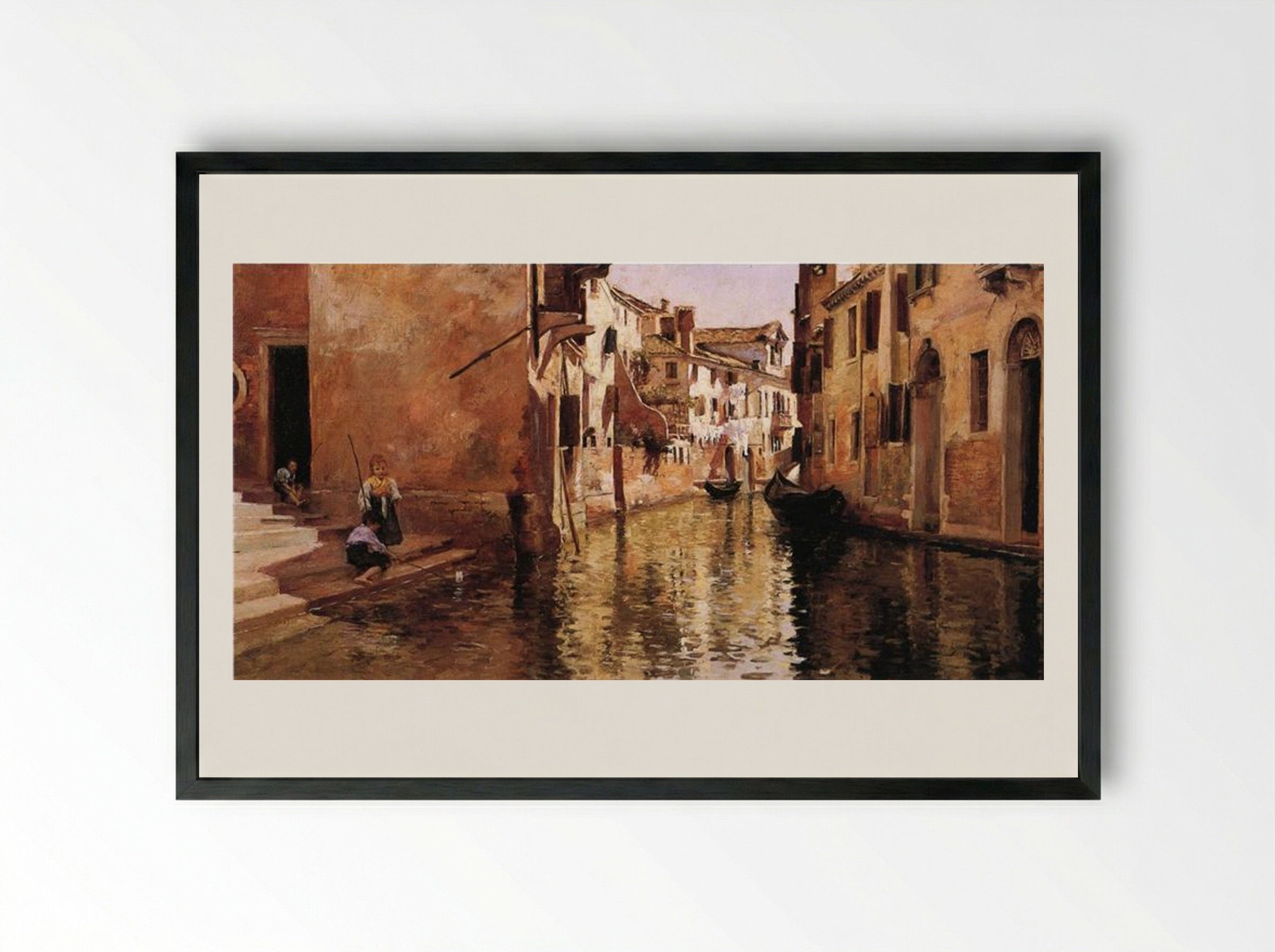 The Canal - Julius LeBlanc Stewart - Framed Print Black