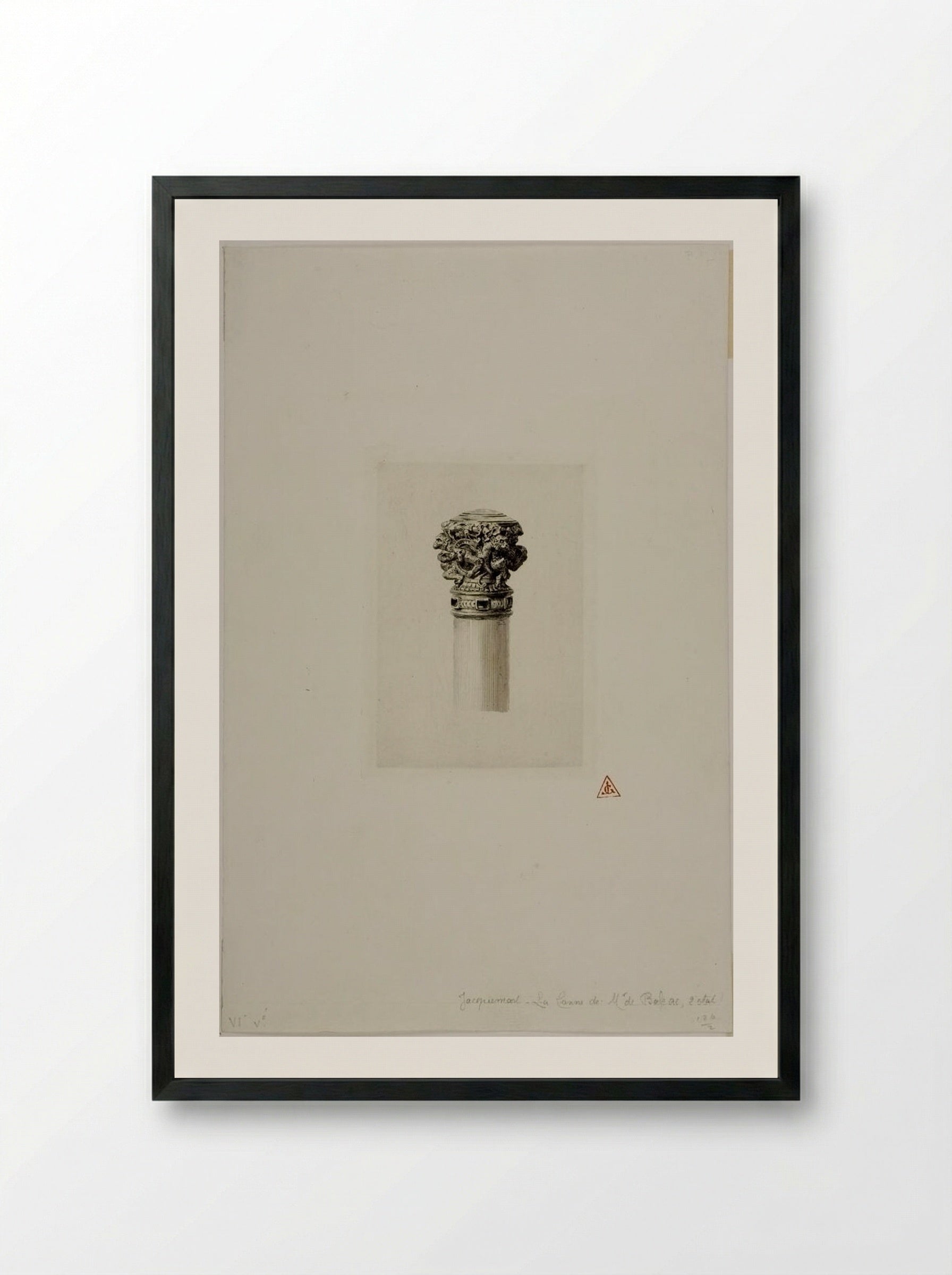 The Cane of Monsieur de Balzac - Jules Ferdinand Jacquemart - Framed Print Black