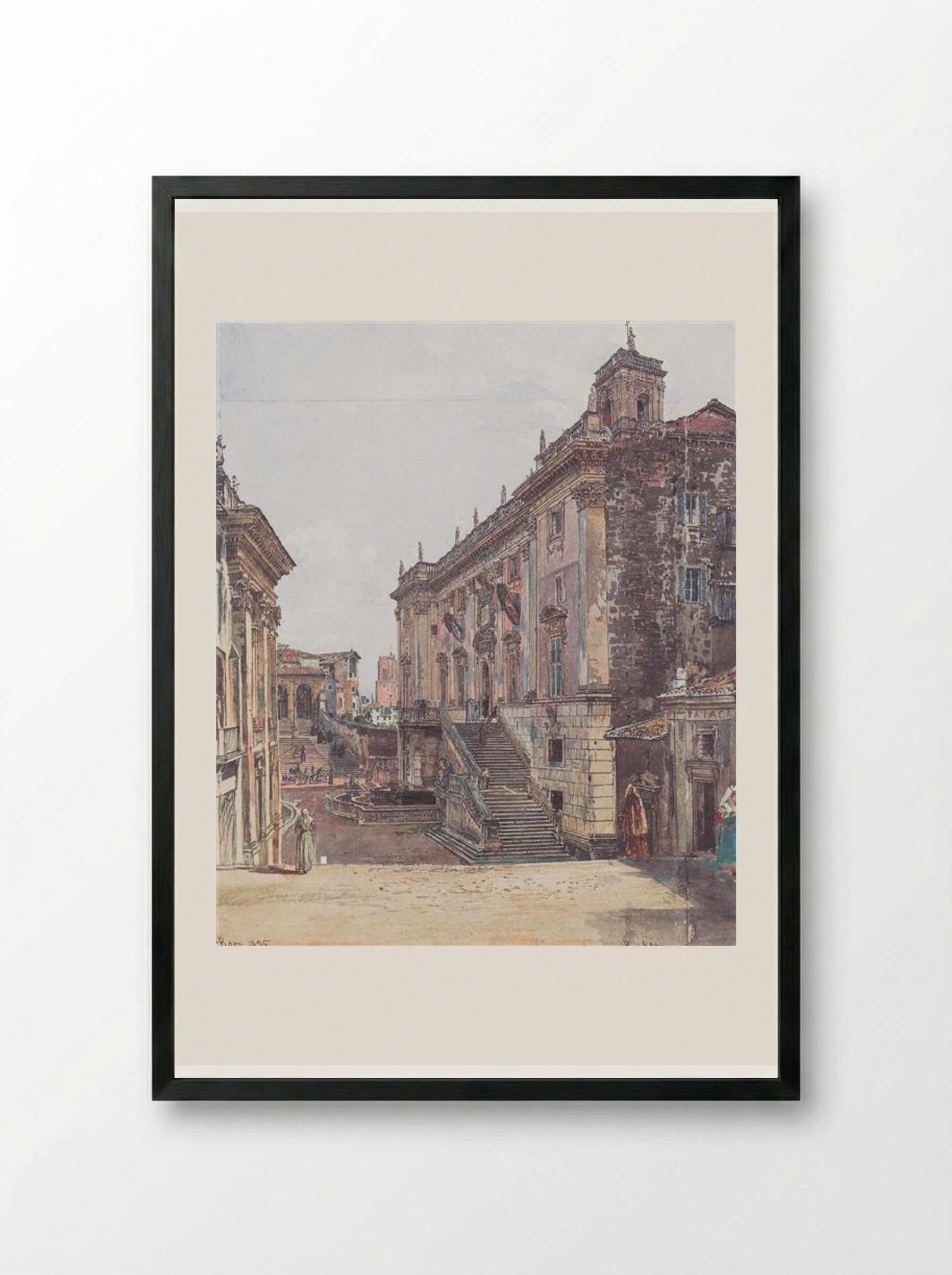 The Capitol in Rome - Rudolf von Alt - Framed Print Black