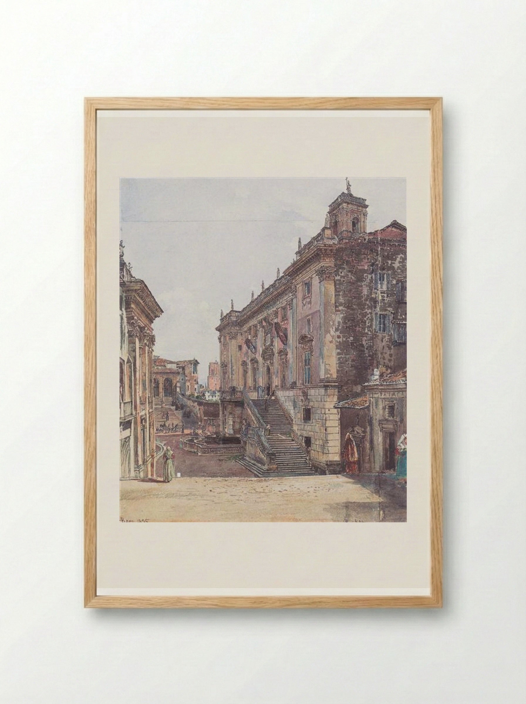 The Capitol in Rome - Rudolf von Alt - Framed Print Wood