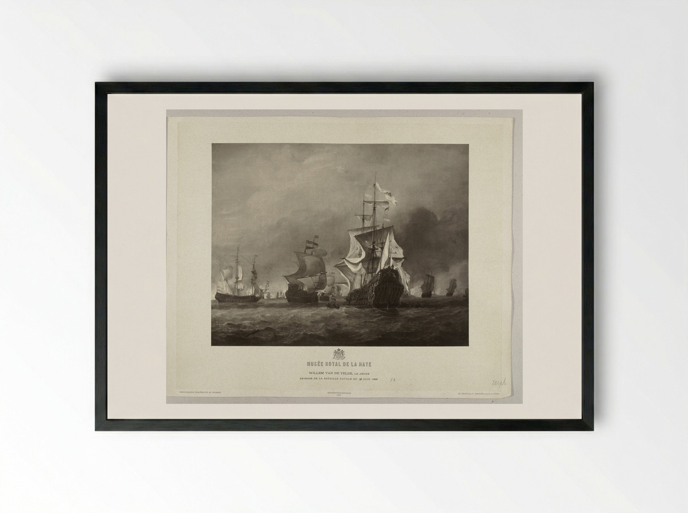 The Capture of the Royal Prince - Adolphe Braun & Cie. - Framed Print Black