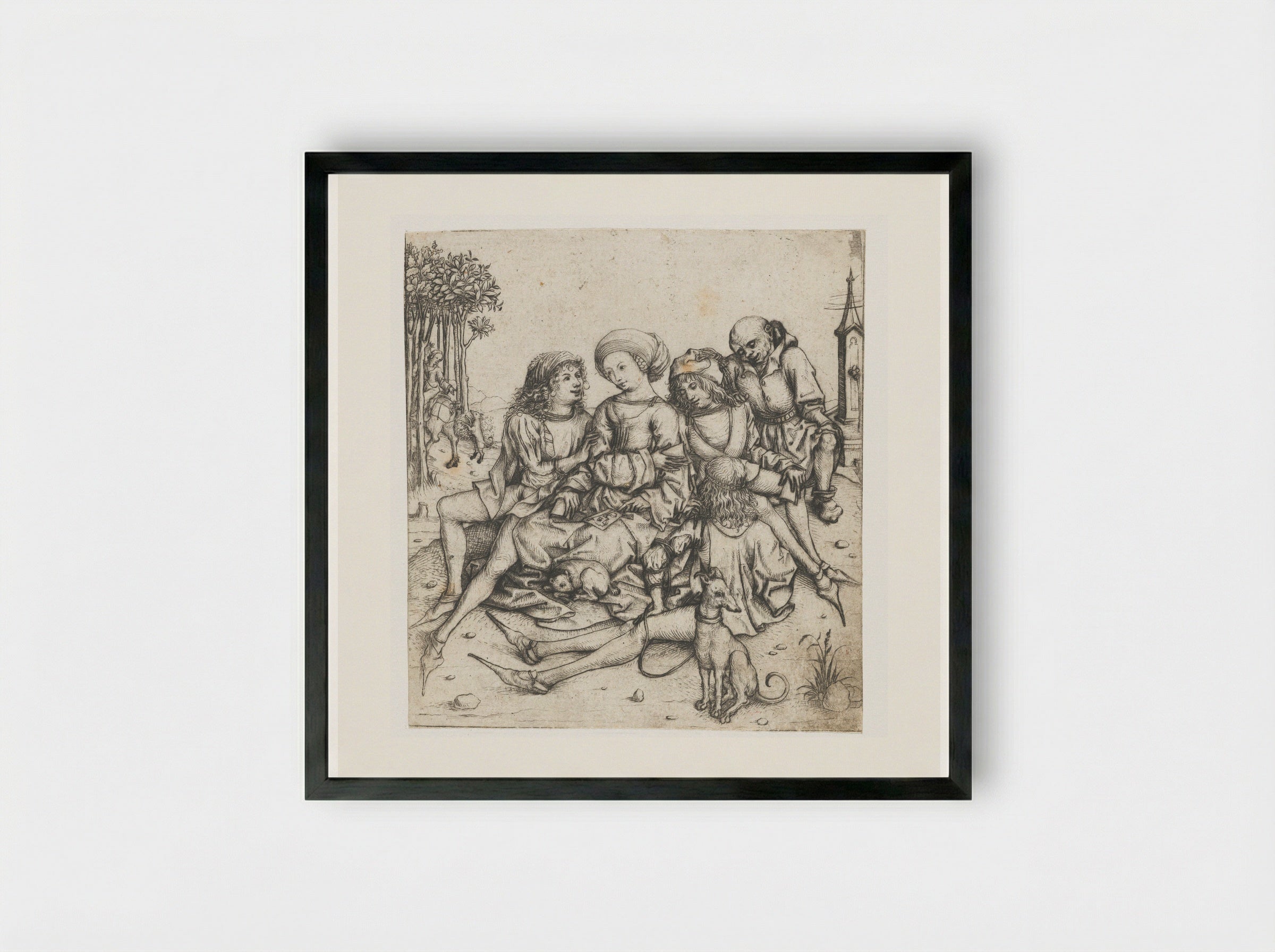 The Card Players - Master of the Amsterdam Cabinet - Framed Print Black