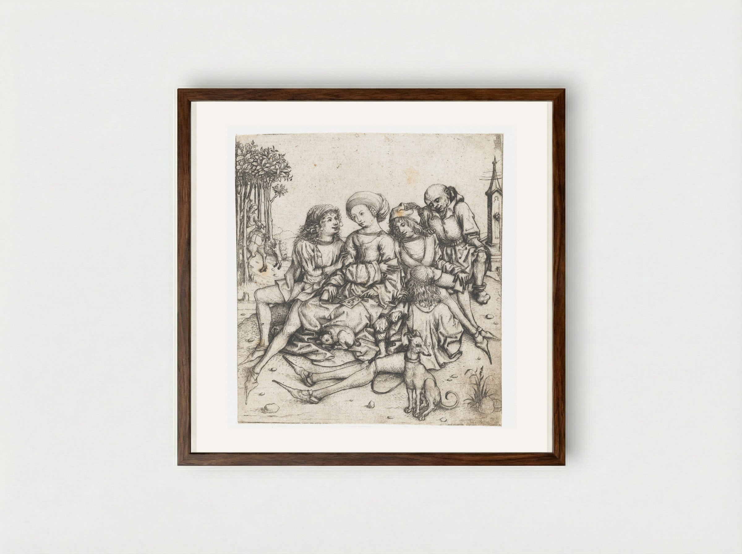 The Card Players - Master of the Amsterdam Cabinet - Framed Print Dark Wood