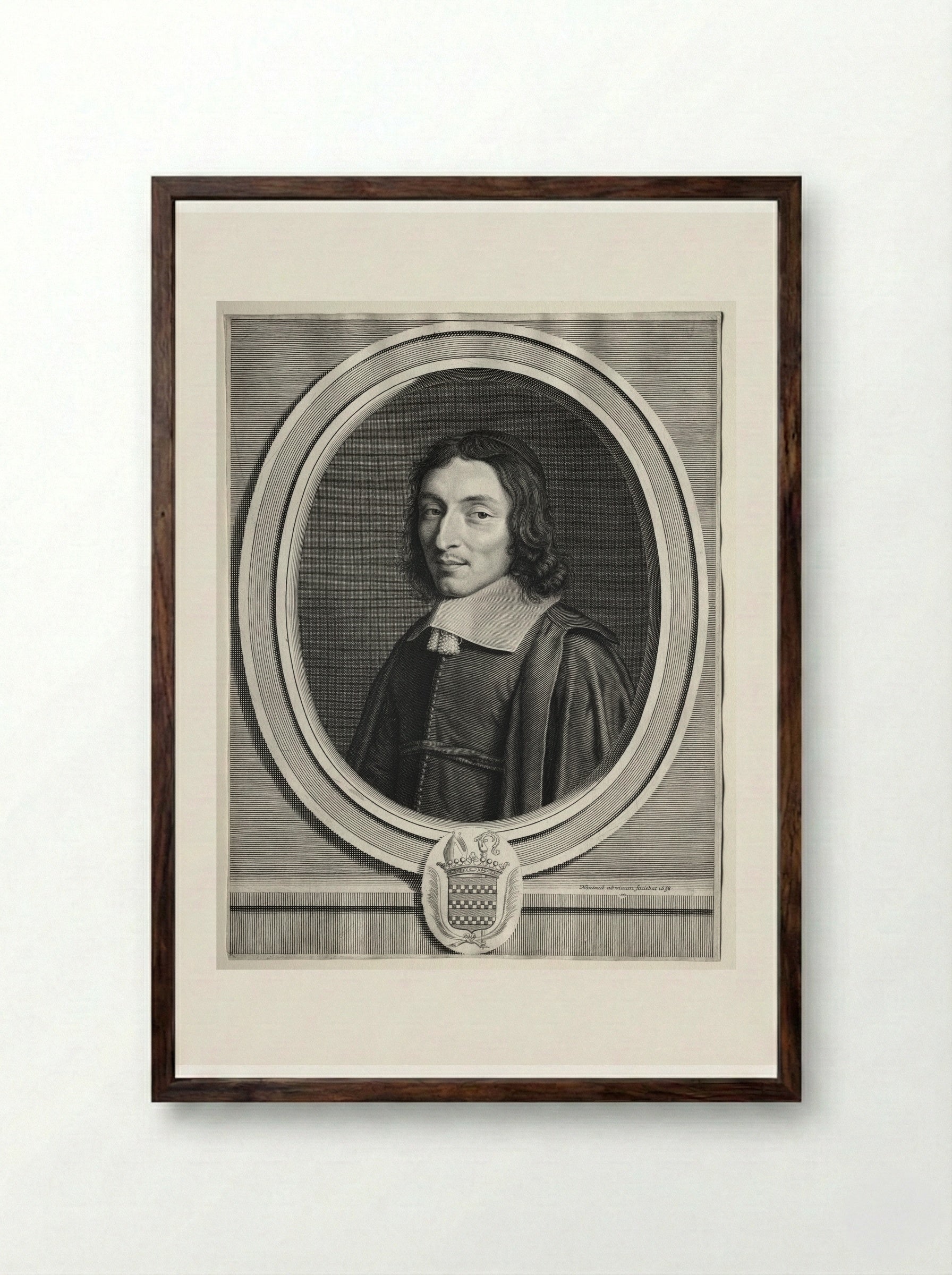 The Cardinal of Coislin - Robert Nanteuil - Framed Print Dark Wood