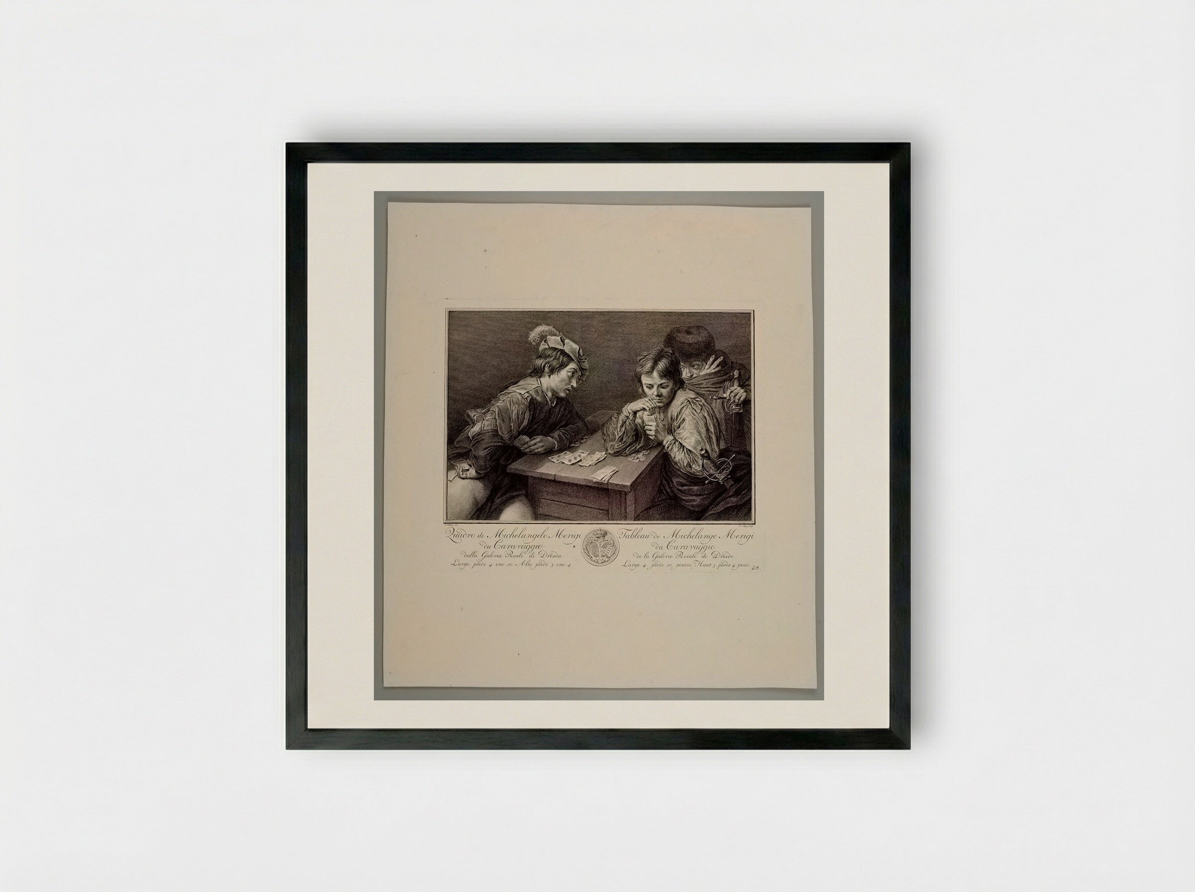 The Cardsharps (After Caravaggio) - Pieter Tanjé - Framed Print Black