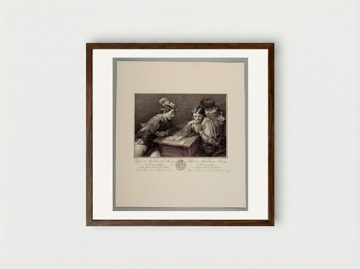 The Cardsharps (After Caravaggio) - Pieter Tanjé - Framed Print Dark Wood