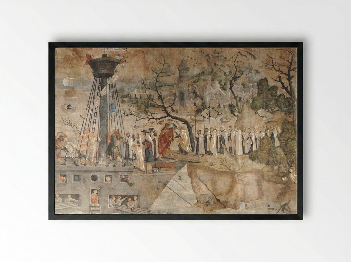 The Carmelites and King St. Louis in 1248 - Jerg Ratgeb - Framed Print Black