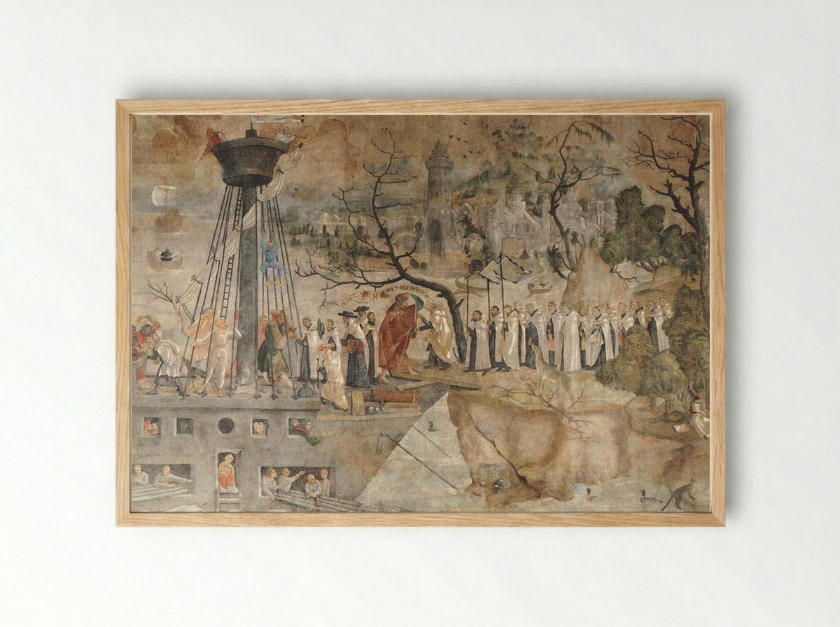 The Carmelites and King St. Louis in 1248 - Jerg Ratgeb - Framed Print Wood