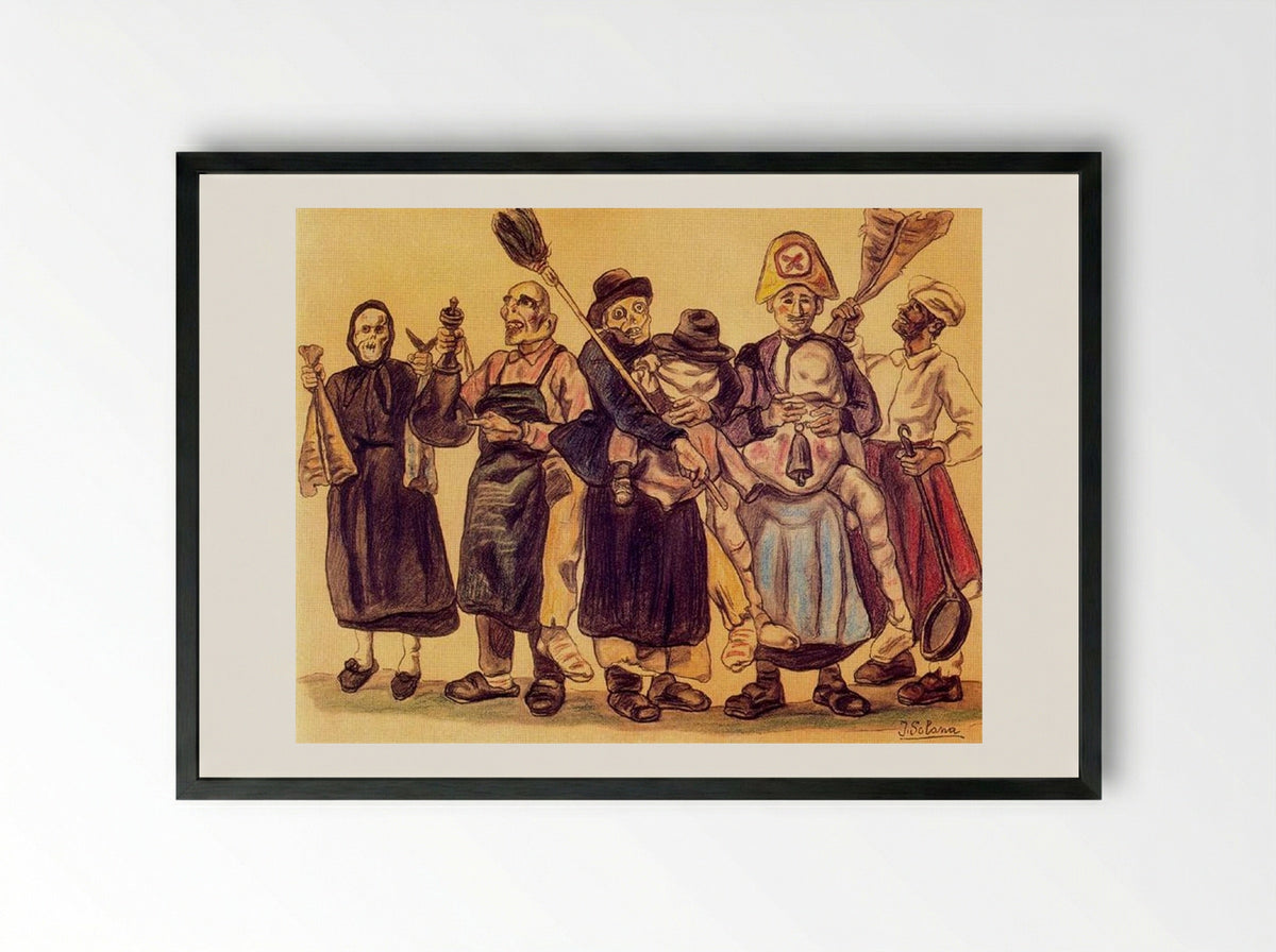 The Carnival - José Gutiérrez Solana - Framed Print Black
