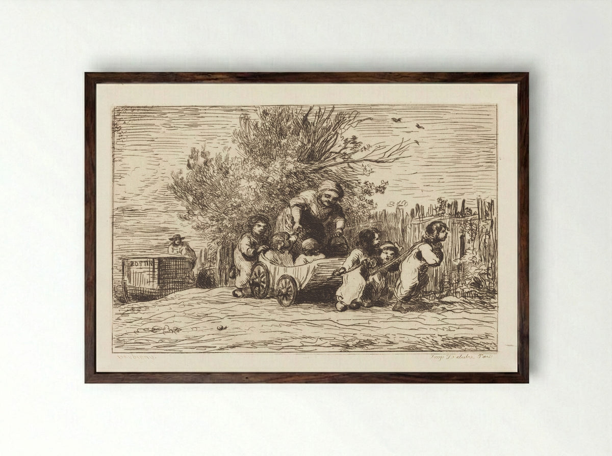 The Carriage - Charles-François Daubigny - Framed Print Dark Wood
