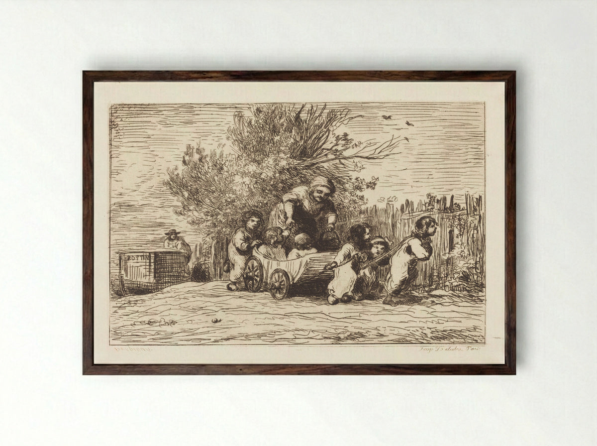 The Carriage - Charles-François Daubigny - Framed Print Dark Wood