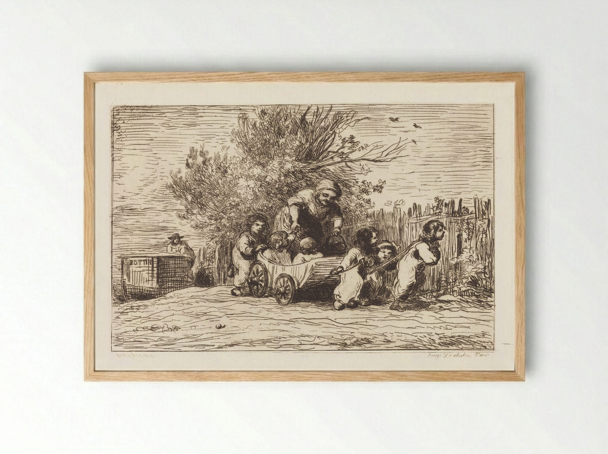 The Carriage - Charles-François Daubigny - Framed Print Wood