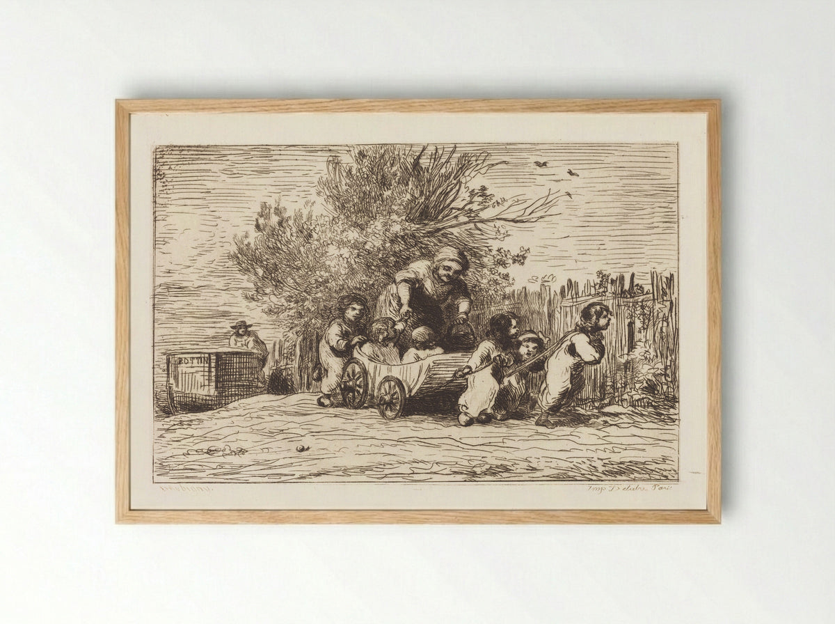 The Carriage - Charles-François Daubigny - Framed Print Wood