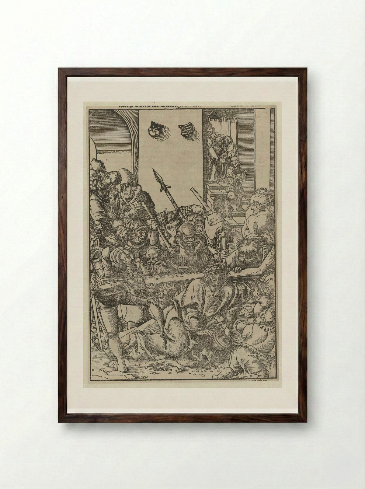 The Carrying of the Cross - Lucas Cranach the Elder - Framed Print Dark Wood