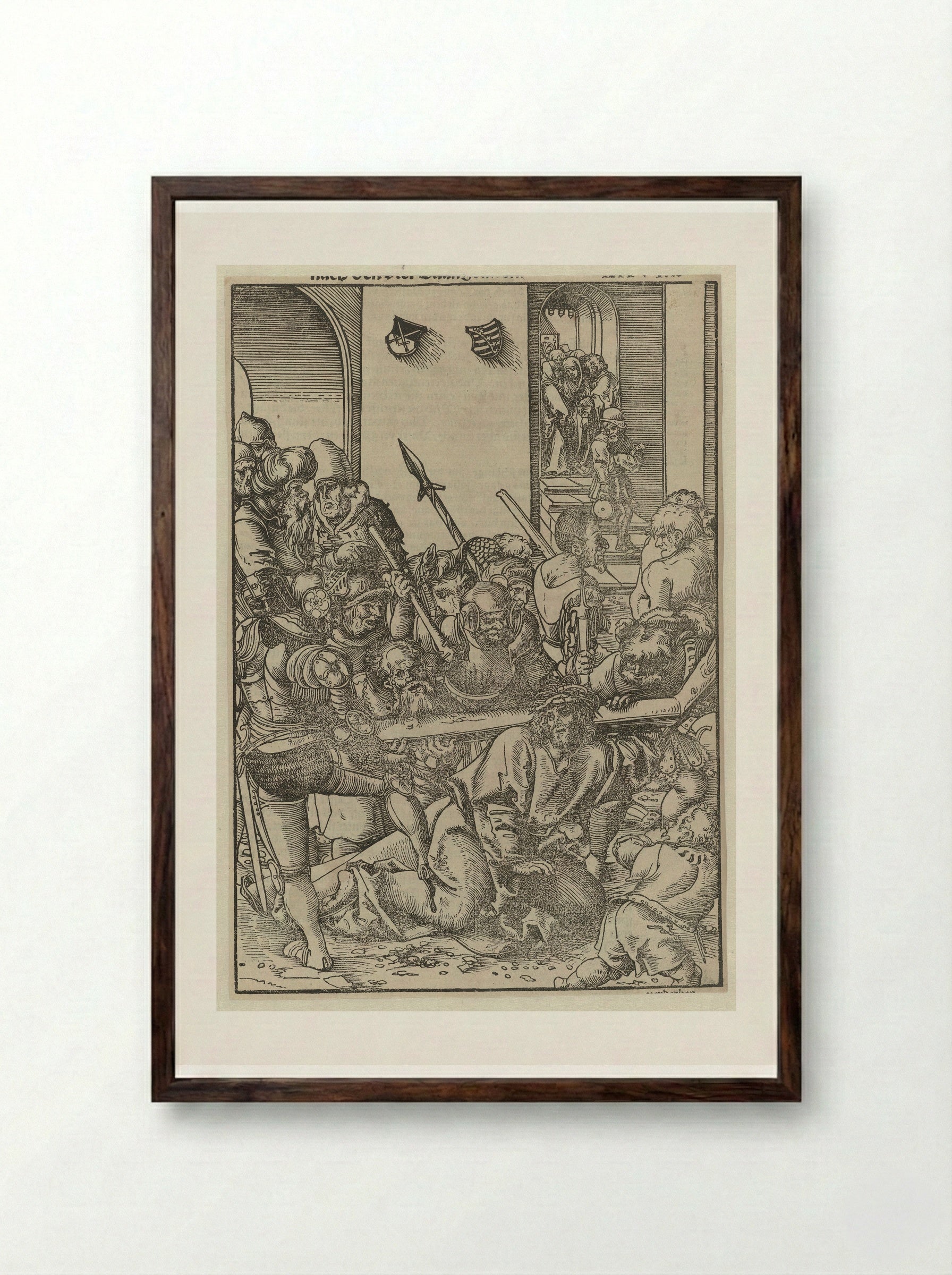 The Carrying of the Cross - Lucas Cranach the Elder - Framed Print Dark Wood