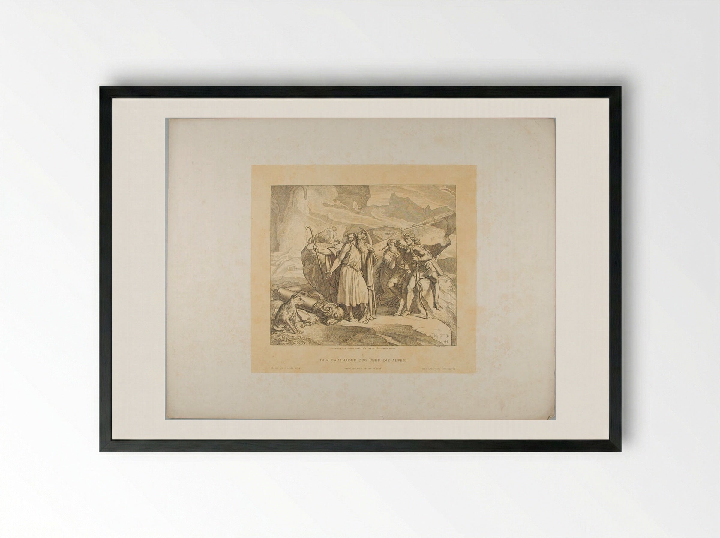 The Carthaginian March over the Alps - Alfred Rethel - Framed Print Black