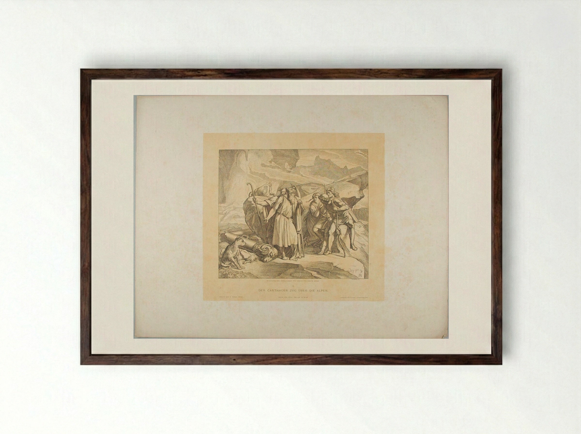 The Carthaginian March over the Alps - Alfred Rethel - Framed Print Dark Wood