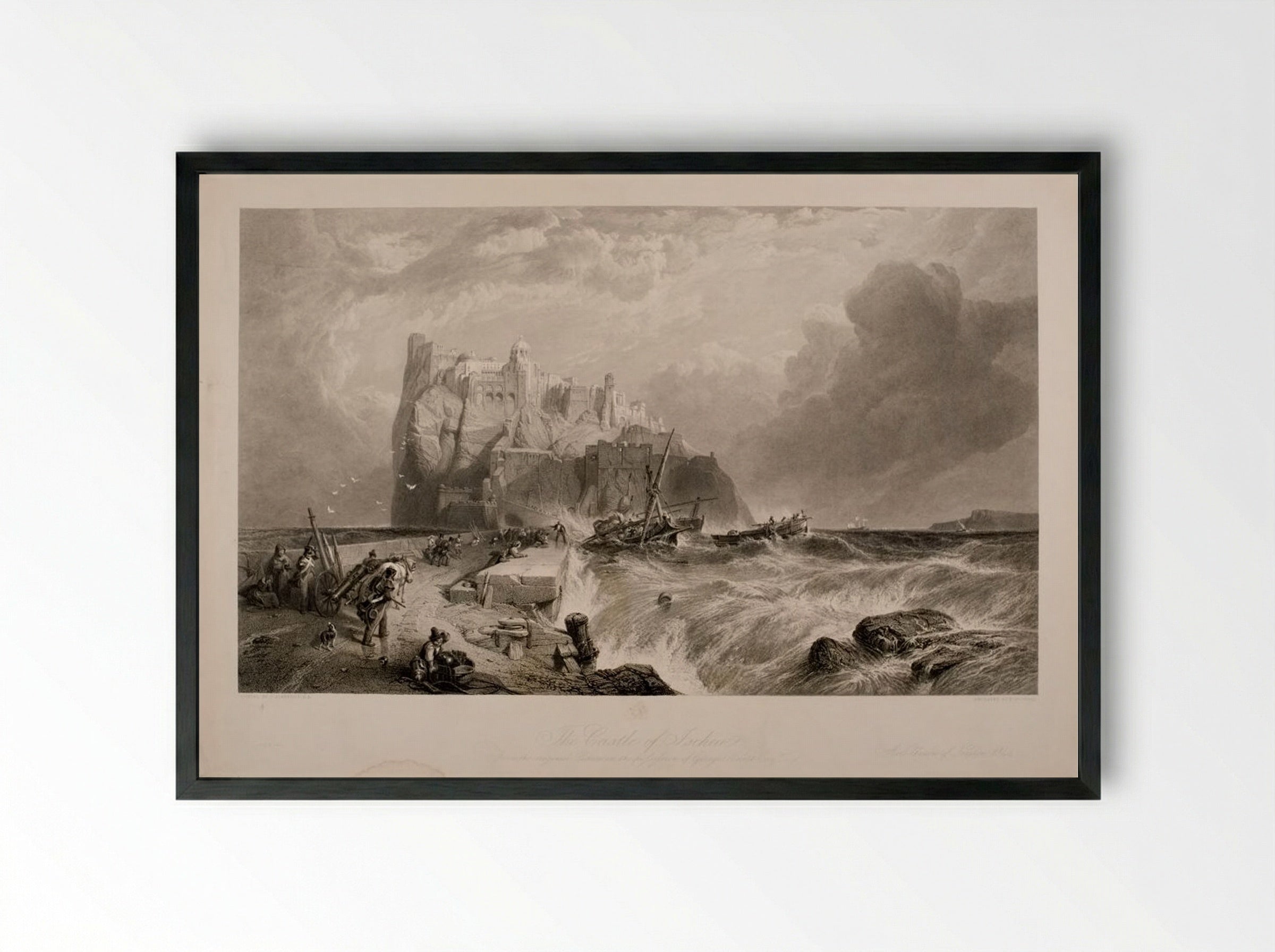 The Castle of Ischia - Edward Goodall - Framed Print Black