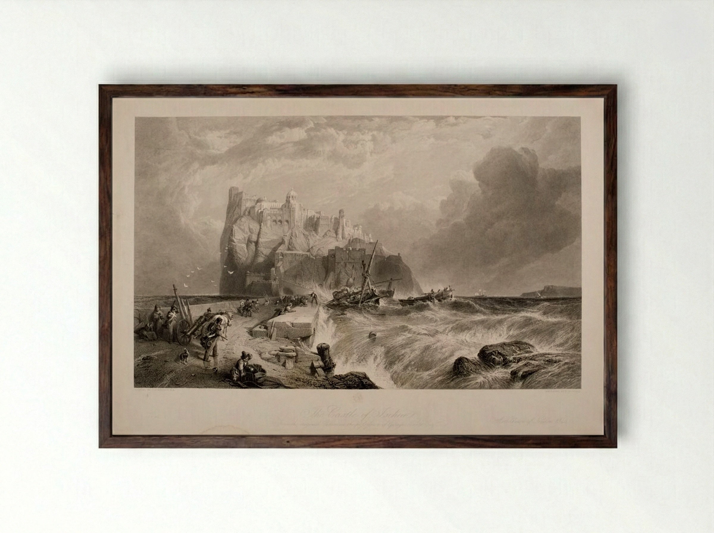 The Castle of Ischia - Edward Goodall - Framed Print Dark Wood