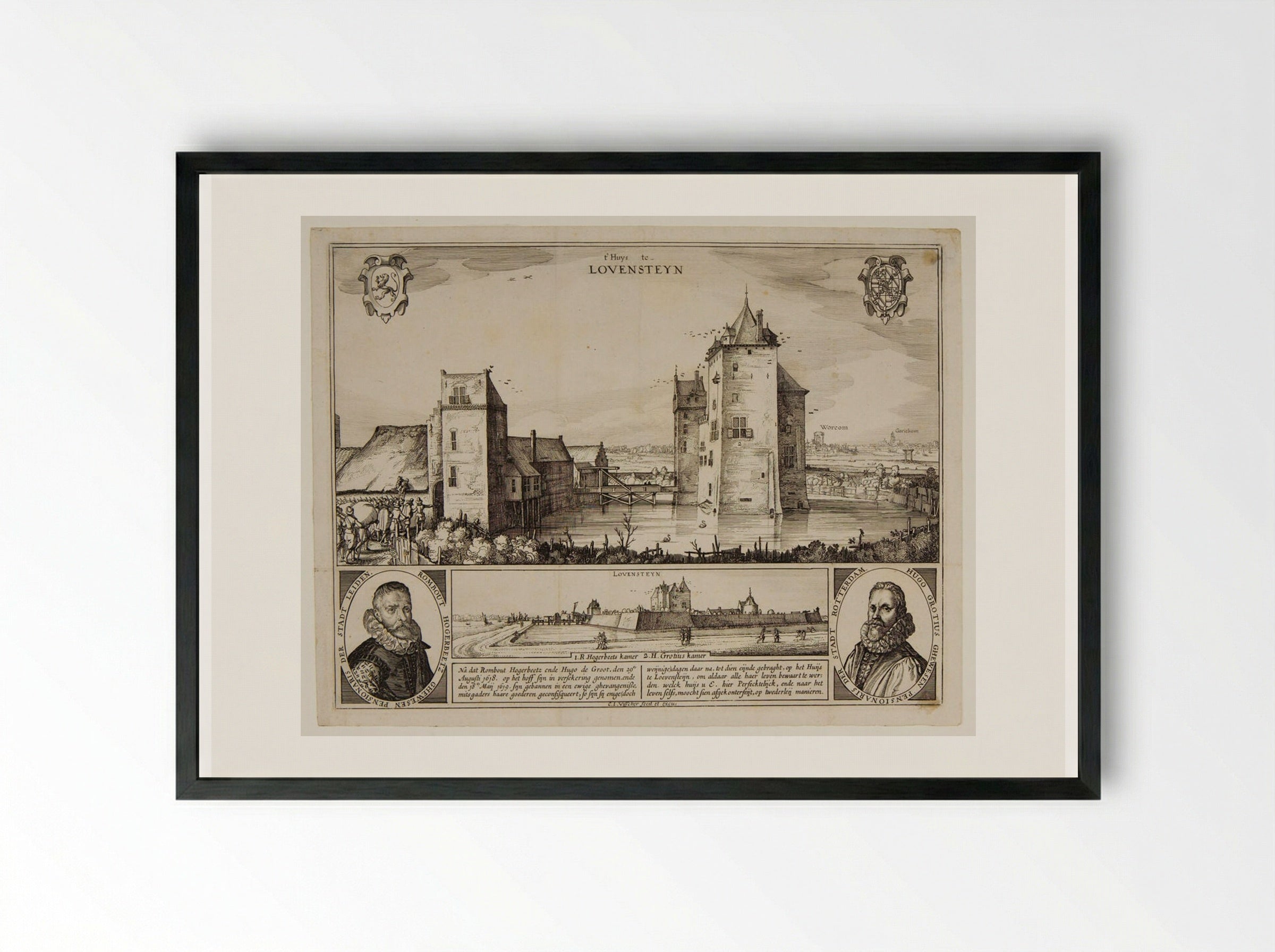 The Castle of Loevesteyn - Claes Jansz. Visscher - Framed Print Black