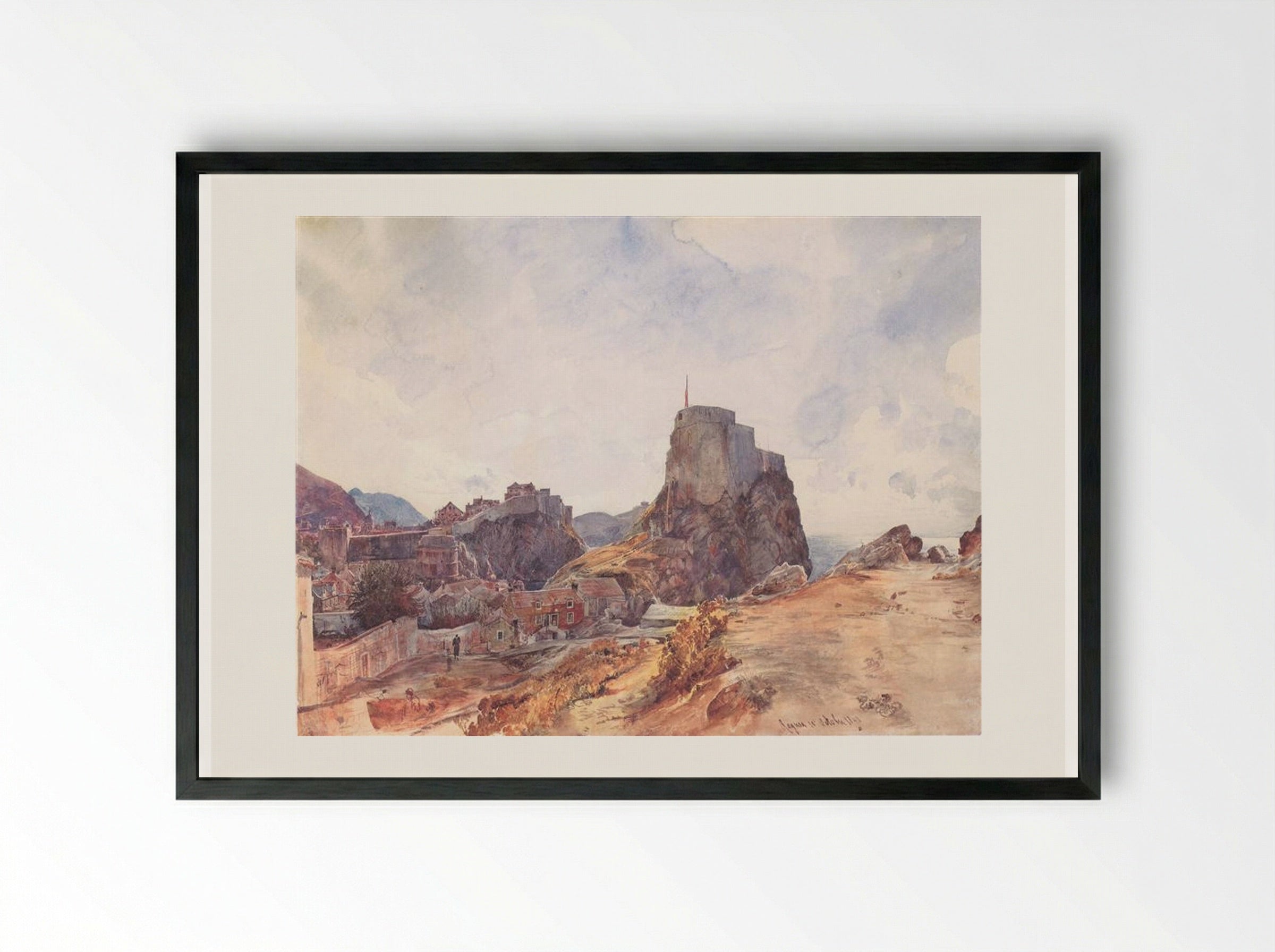 The Castle of San Lorenzo in Ragusa - Rudolf von Alt - Framed Print Black