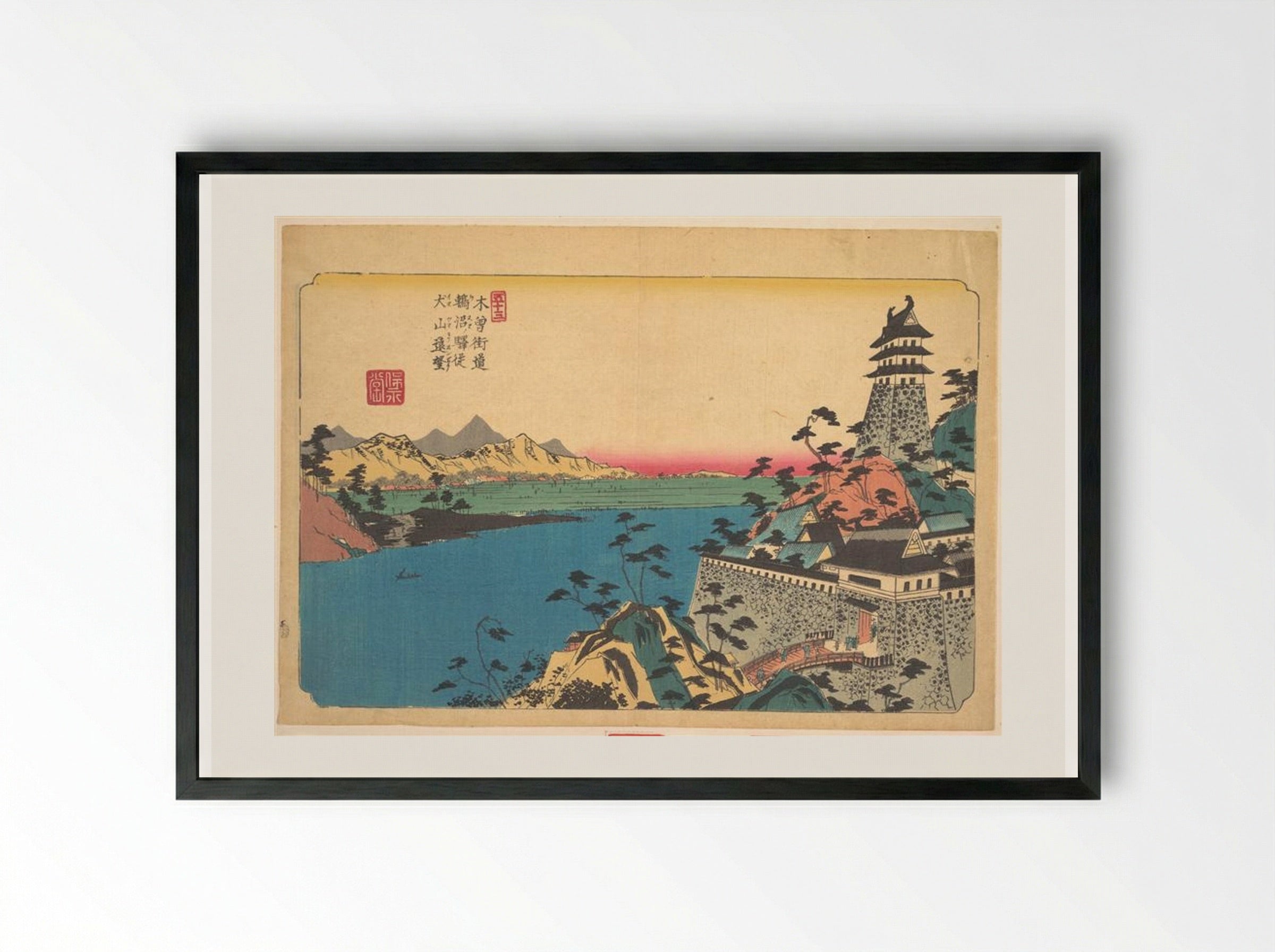 The Castle of Unuma - Keisai Eisen - Framed Print Black